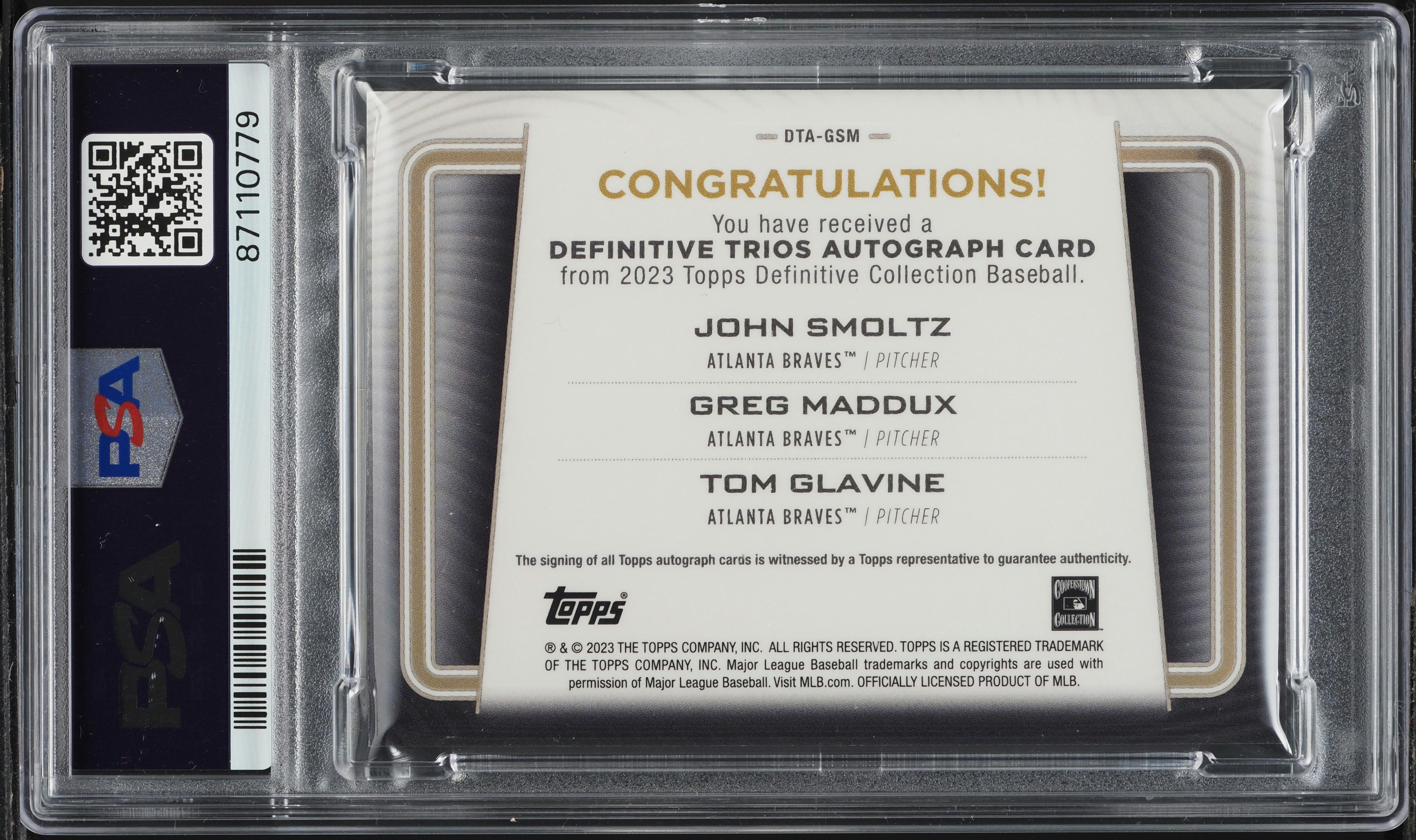 2023 Topps Definitive Triple Tom Glavine Greg Maddux & John Smoltz