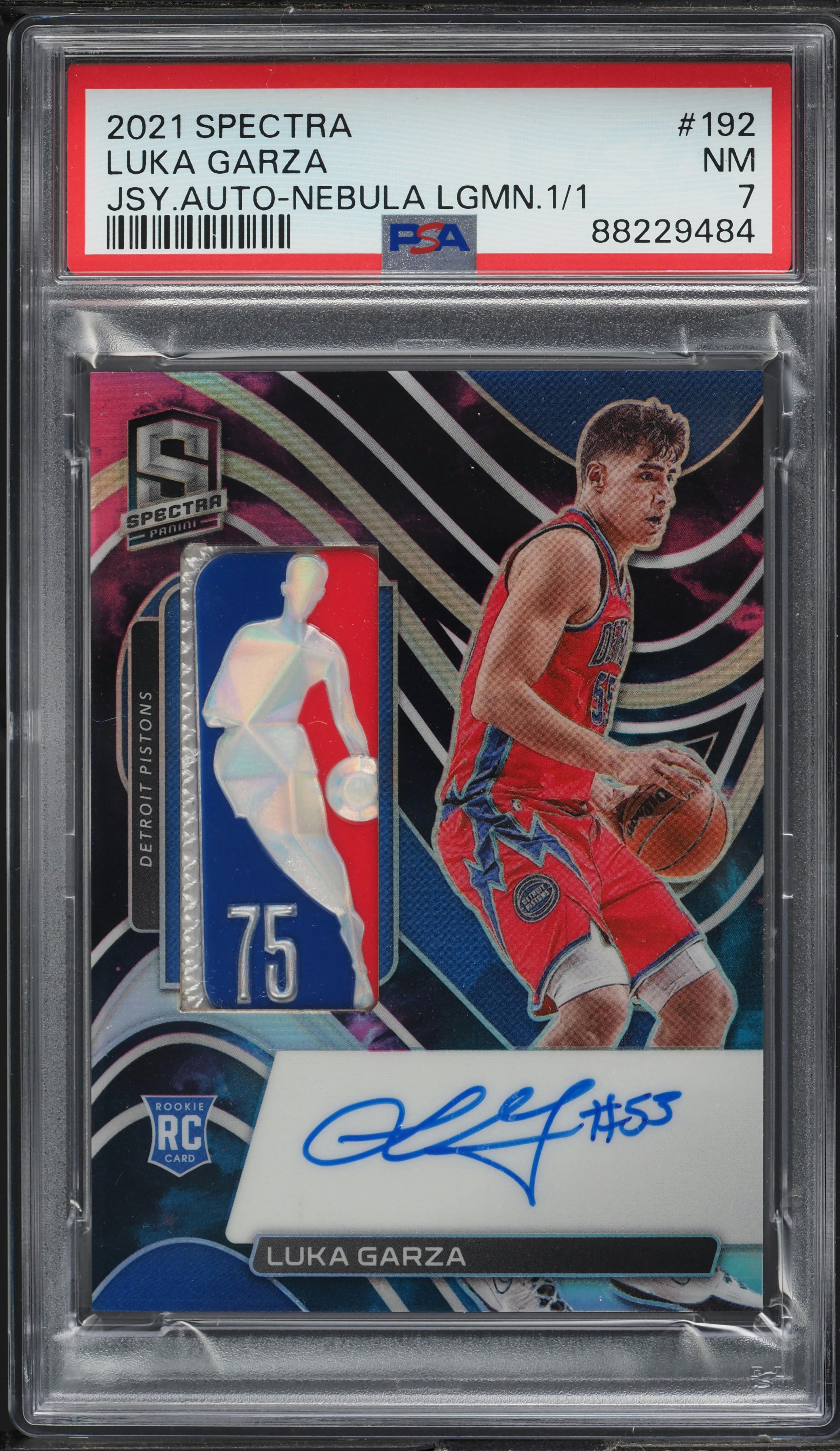 2021 Panini Spectra Nebula Luka Garza ROOKIE LOGOMAN PATCH AUTO 1 