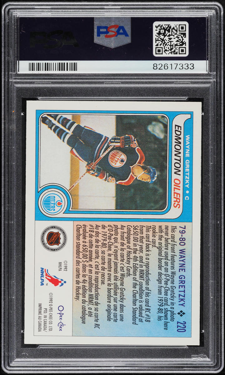 1992 O-Pee-Chee Hockey Wayne Gretzky #220 PSA 8 NM-MT
