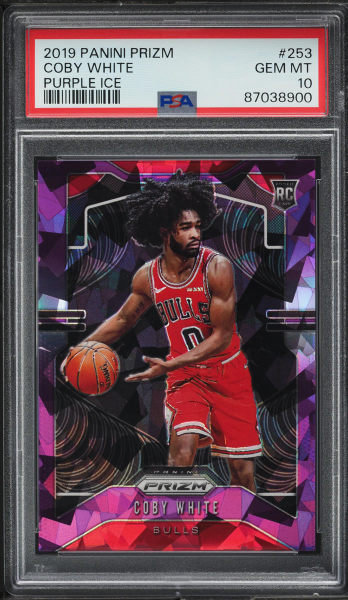 2019 Panini Prizm Purple Ice Coby White ROOKIE /149 #253 PSA 10 GEM MINT