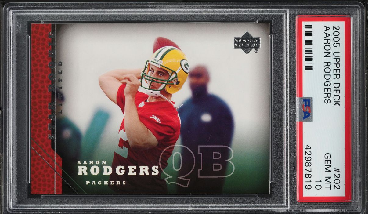 2005 Upper Deck Football Aaron Rodgers ROOKIE #202 PSA 10 GEM MINT