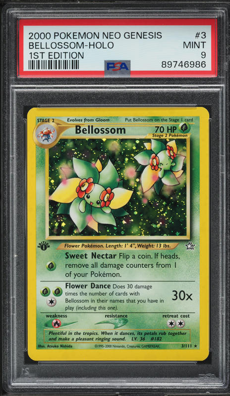 2000 Pokemon Neo Genesis 1st Edition Holo Bellossom #3 PSA 9 MINT