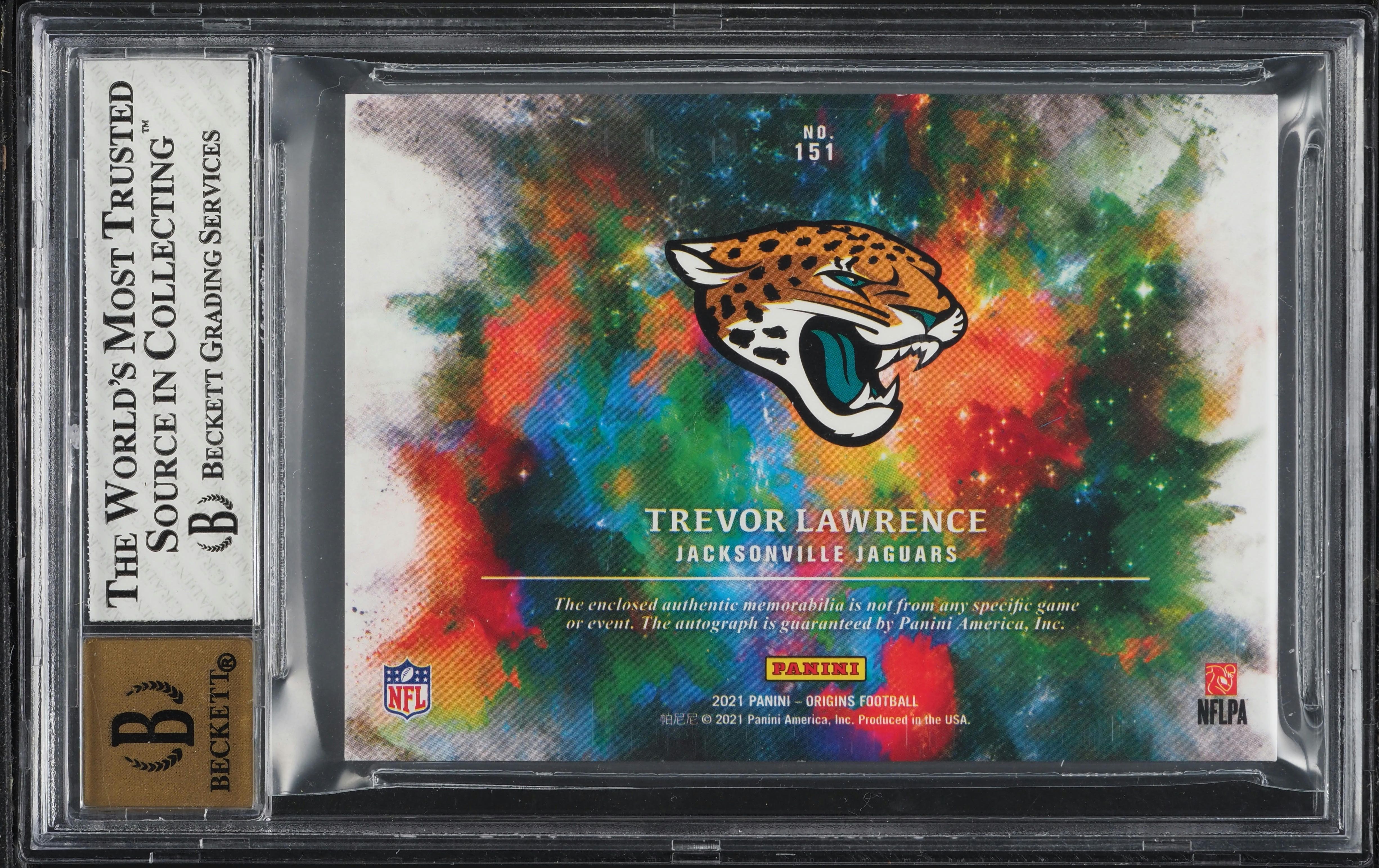 2021 Panini Origins Green Trevor Lawrence ROOKIE PATCH AUTO /5 BGS