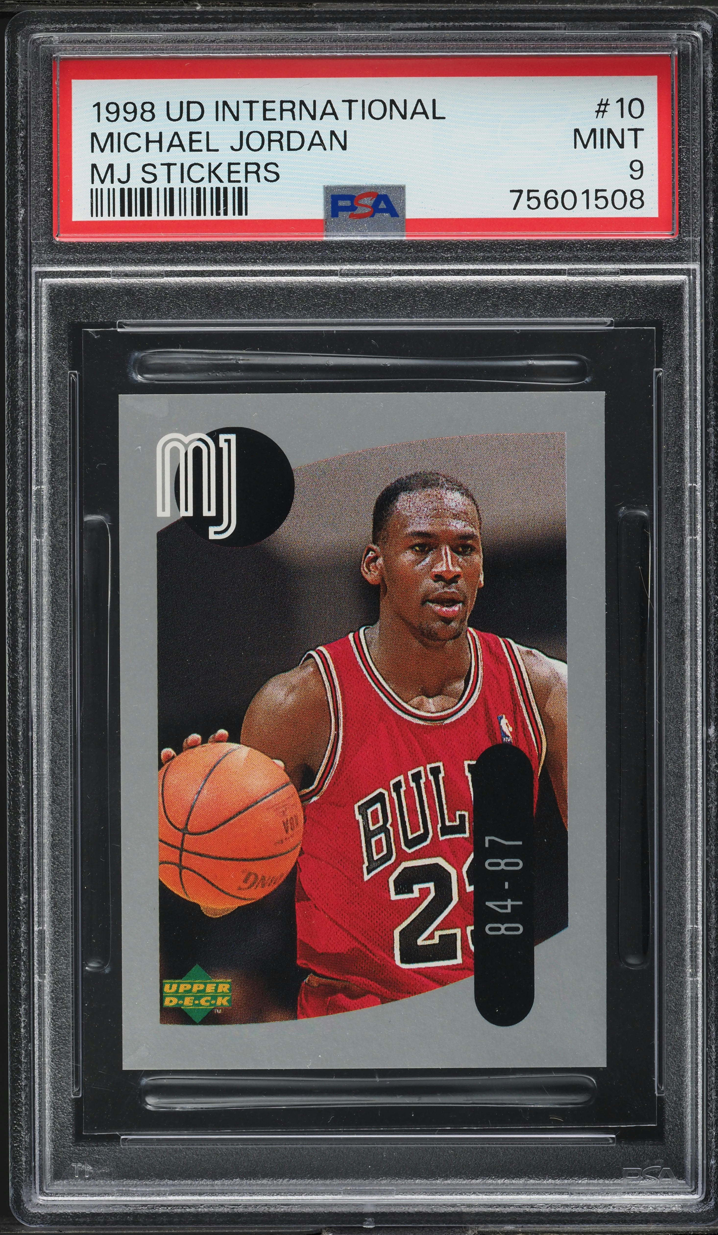 1998 Upper Deck International MJ Stickers Michael Jordan #10 PSA 9