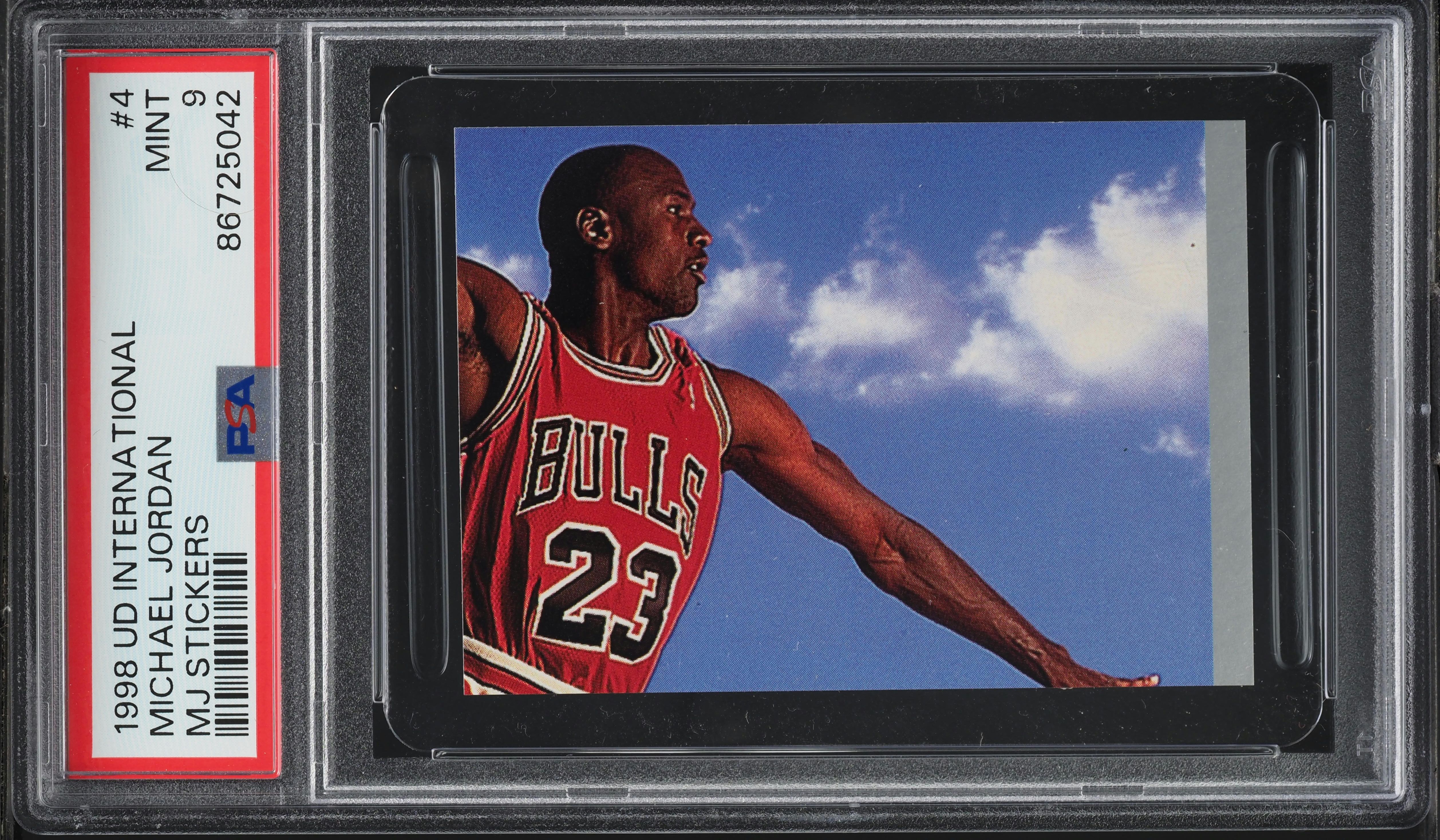 1998 Upper Deck International MJ Stickers Michael Jordan #4 PSA 9 