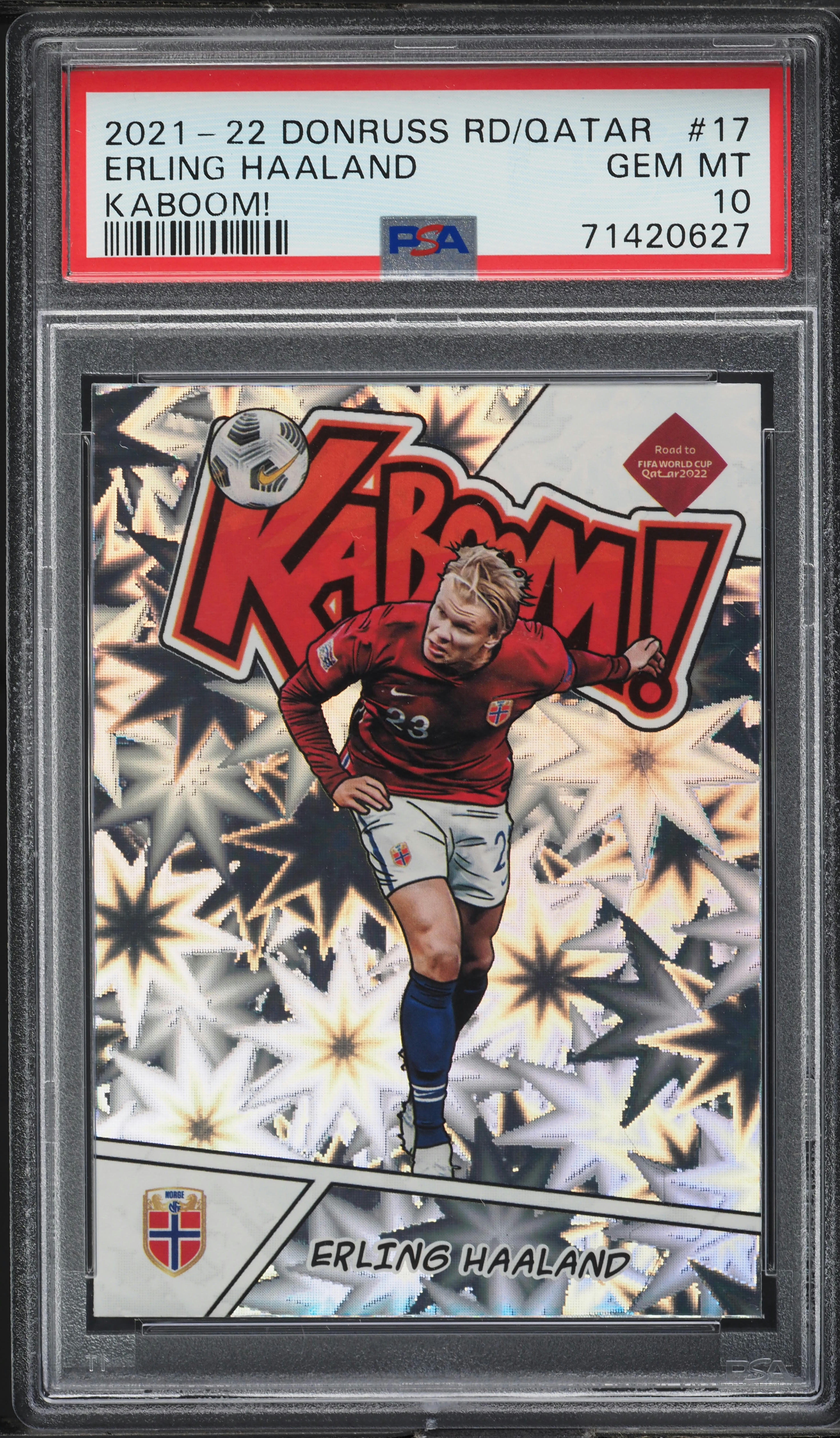 2021 Donruss Road To Qatar Kaboom! Erling Haaland #17 PSA 10 GEM