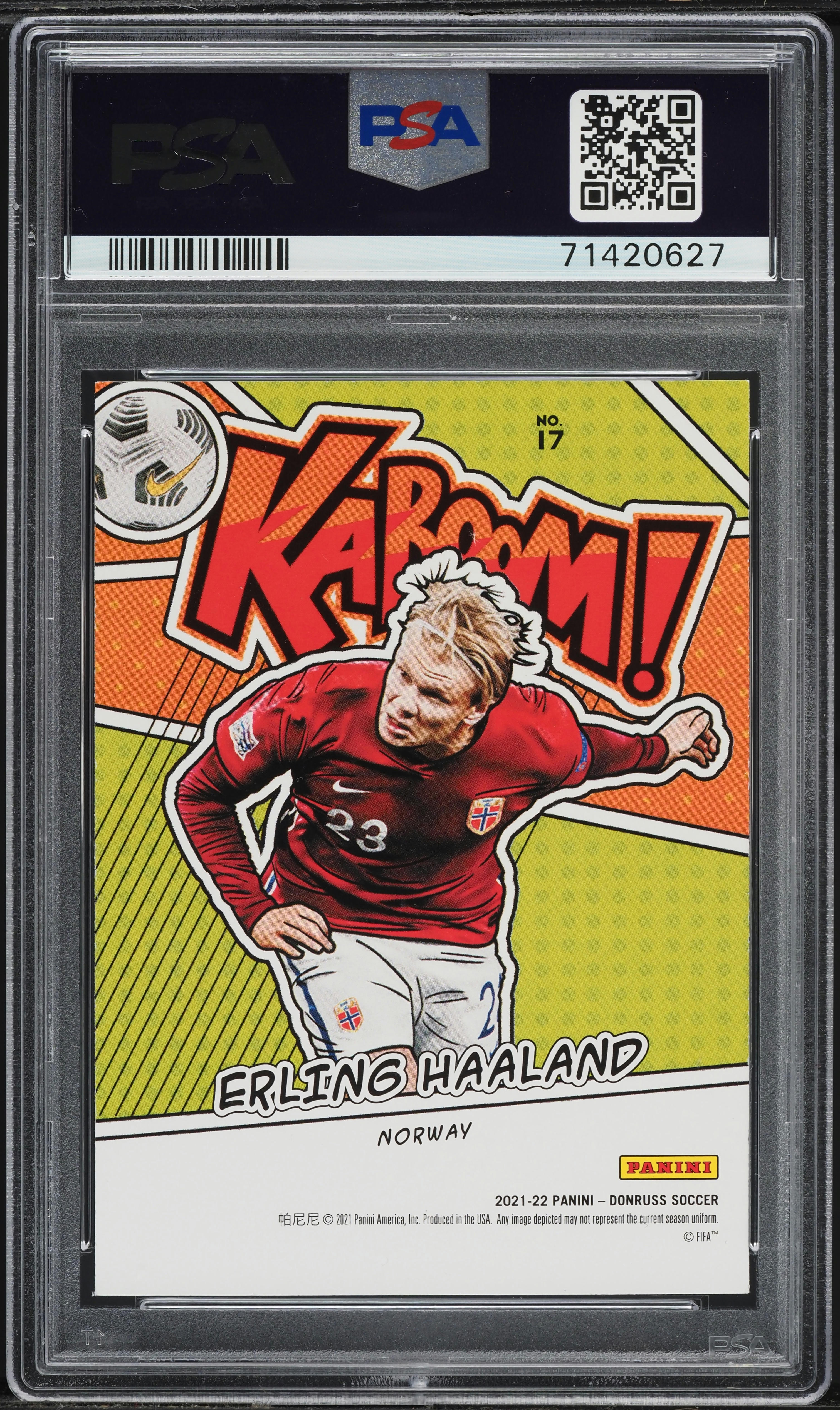 2021 Donruss Road To Qatar Kaboom! Erling Haaland #17 PSA 10 GEM