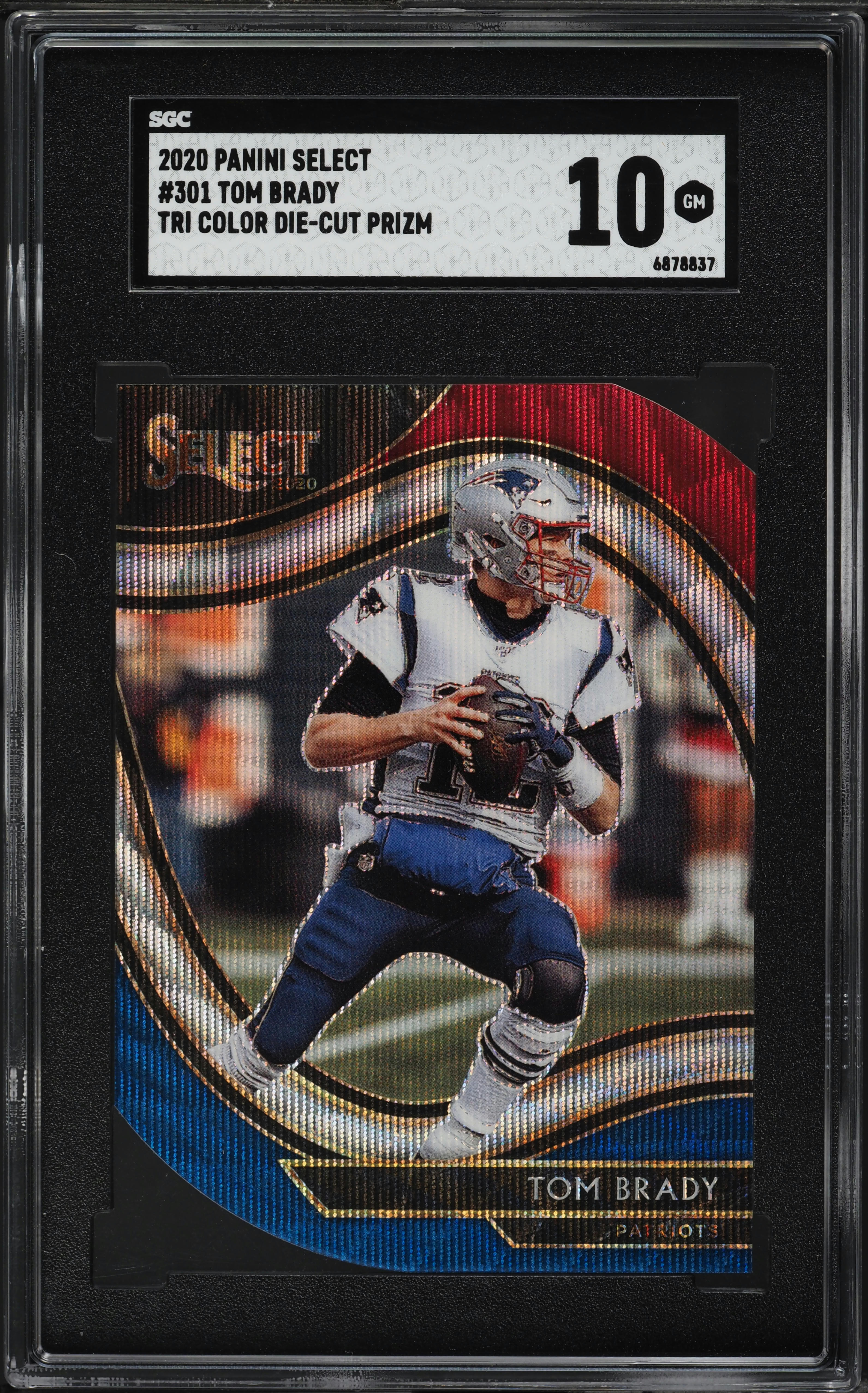 2020 Select Field Level Tri-Color Prizm Die-Cut Tom Brady #301 SGC