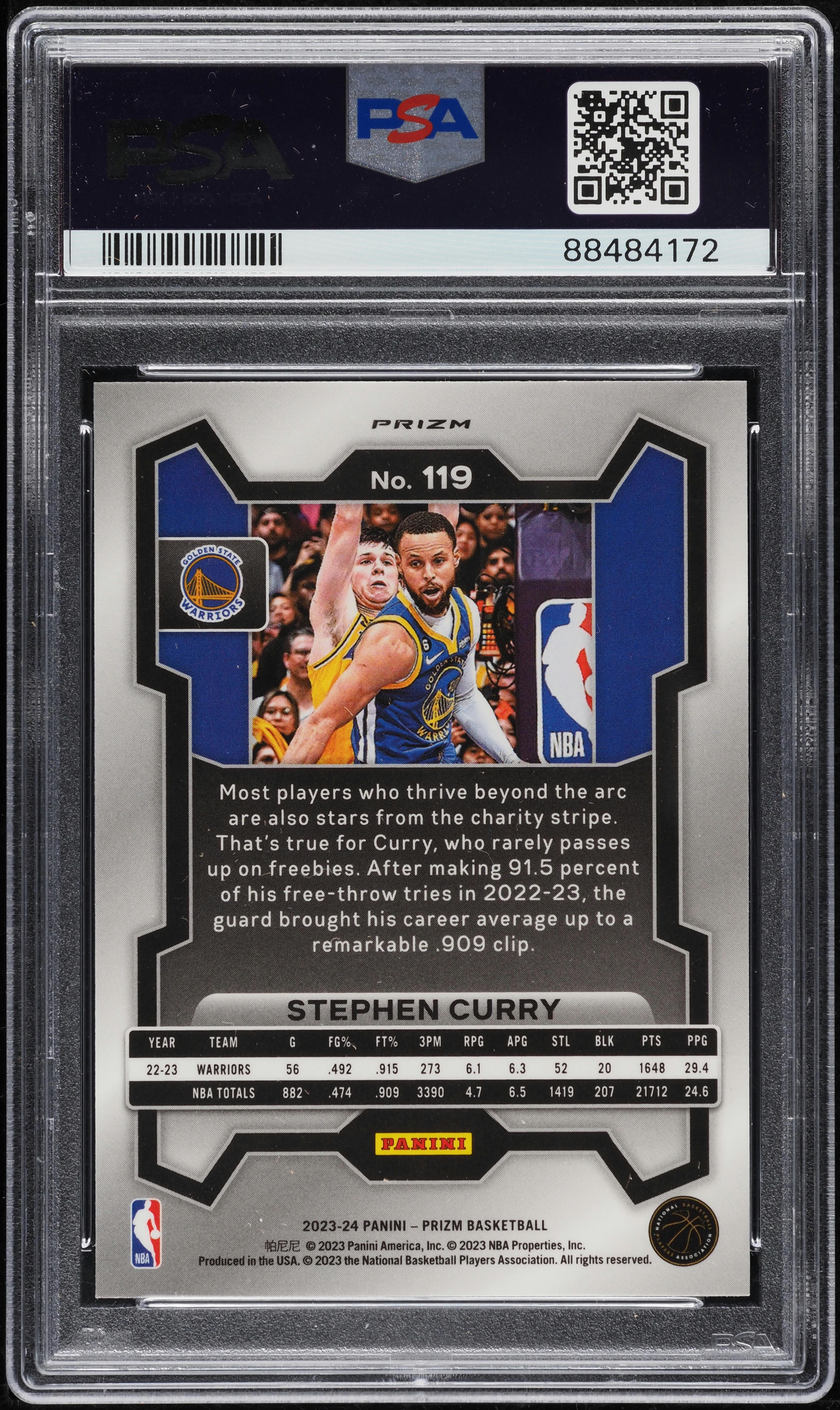 2023 Panini Prizm Silver Stephen Curry #119 PSA 9 MINT on Fanatics