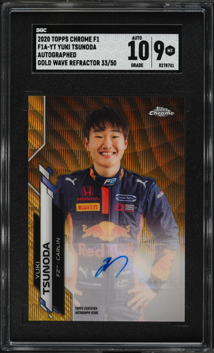 2020 Topps Chrome F1 Gold Wave Refractor Yuki Tsunoda AUTO /50 #F1AYT SGC 9 MINT
