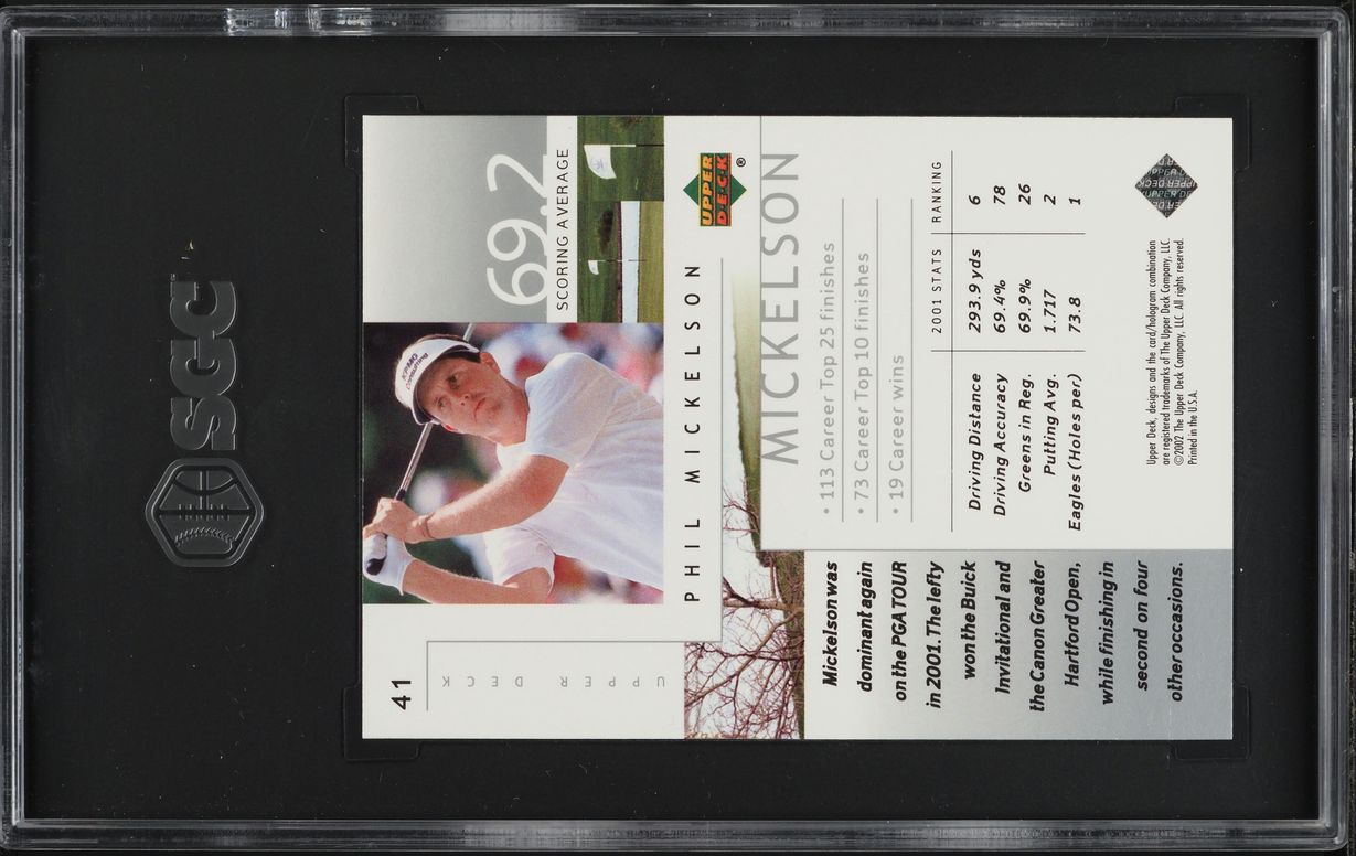 2002 Upper Deck Silver Phil Mickelson ROOKIE #41 SGC 9.5 MINT+
