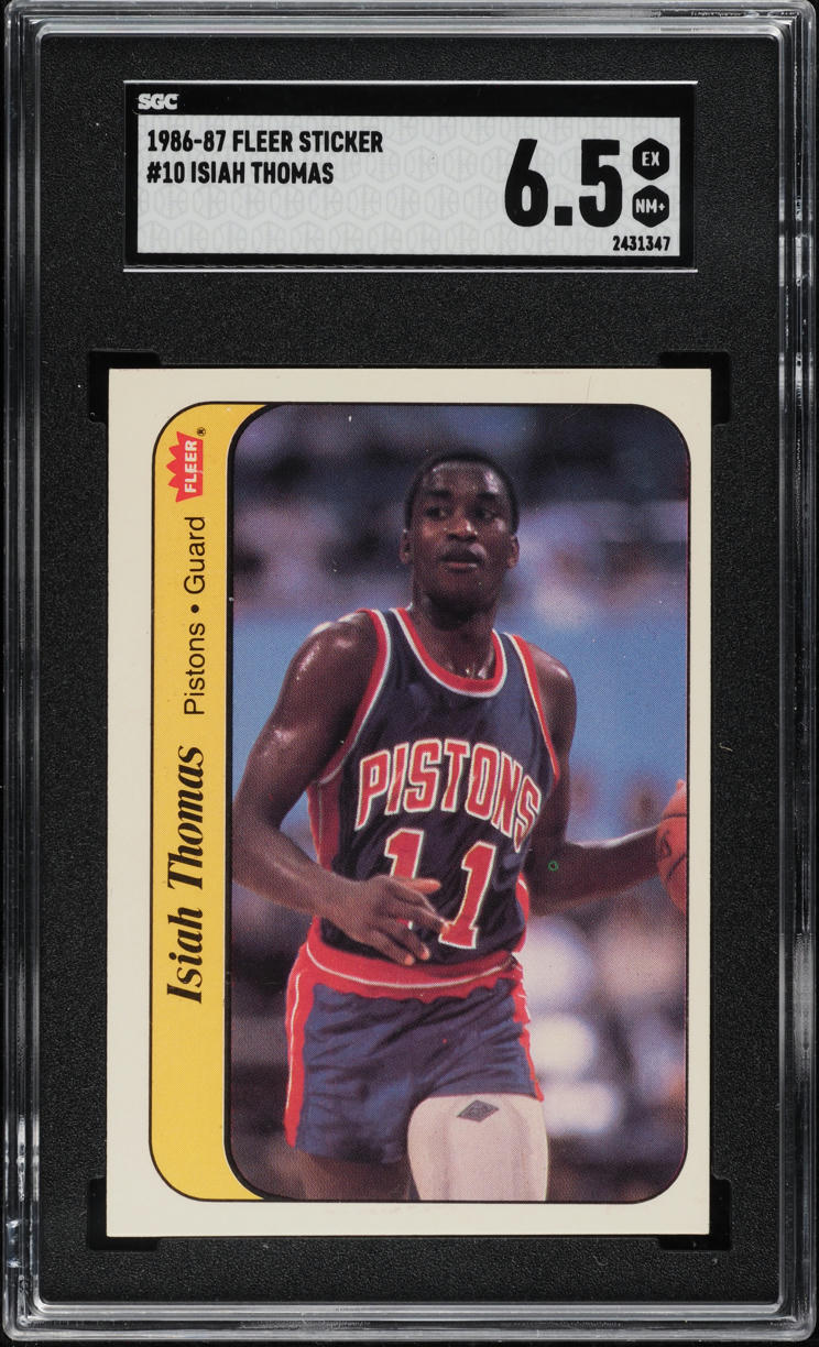 1986 Fleer Sticker Isiah Thomas ROOKIE #10 SGC 6.5 EXMT+