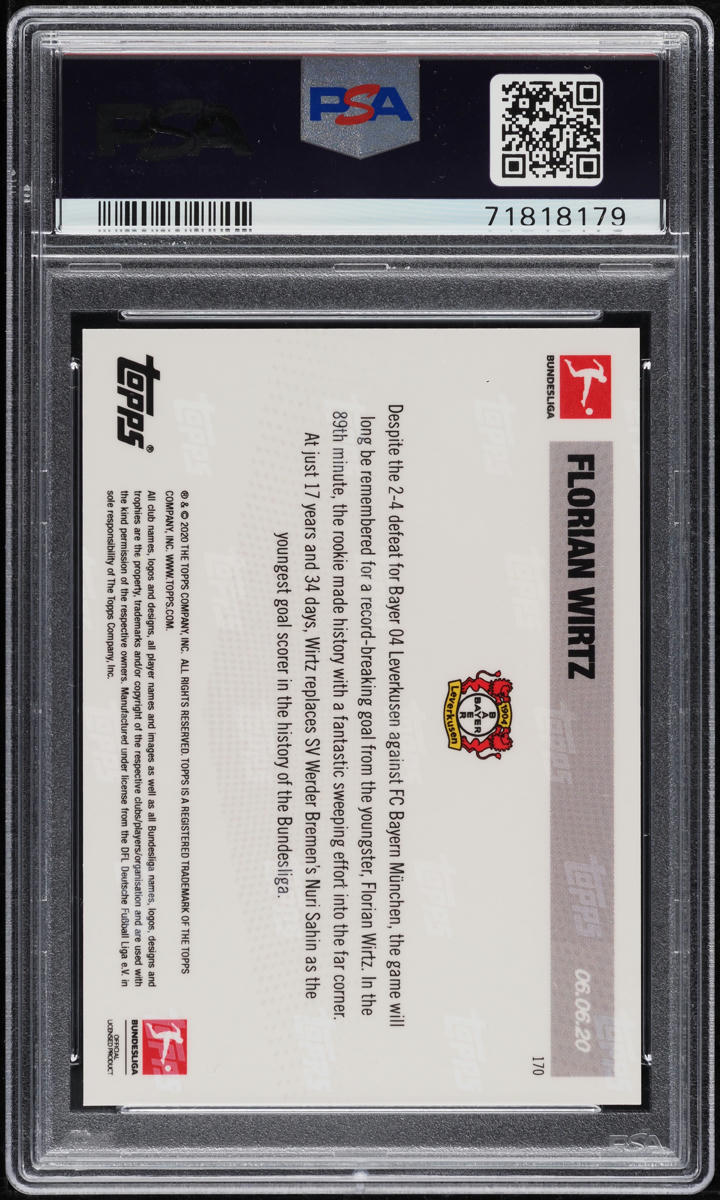 2019 Topps Now Bundesliga Florian Wirtz ROOKIE #170 PSA 10 GEM MINT