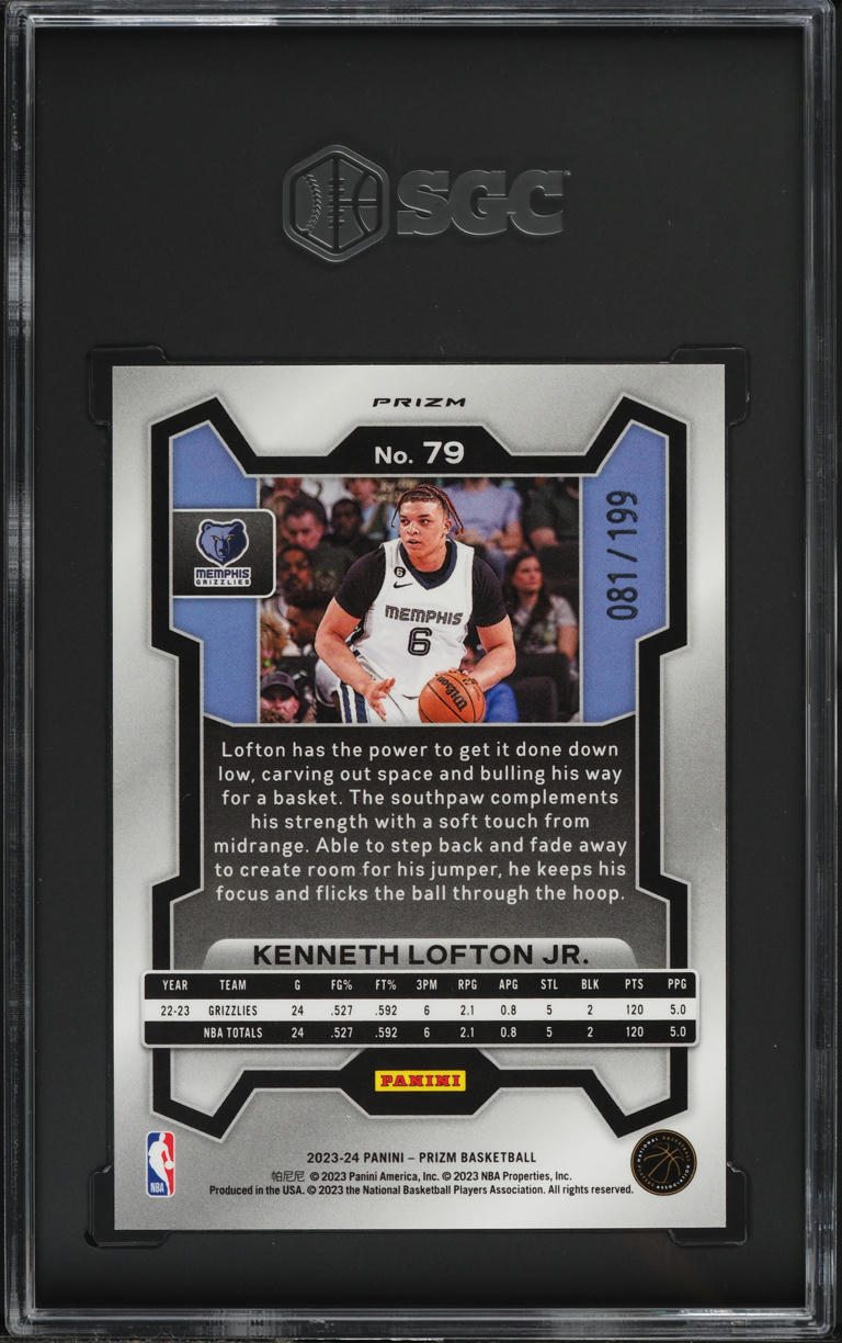 2023 Panini Prizm Blue Kenneth Lofton Jr. /199 #79 SGC 10 GEM MINT