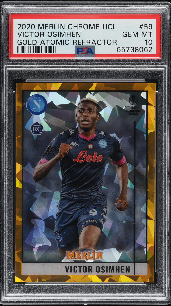 2020 Topps Merlin Chrome UEFA Gold Atomic Victor Osimhen ROOKIE /50 PSA 10 GEM