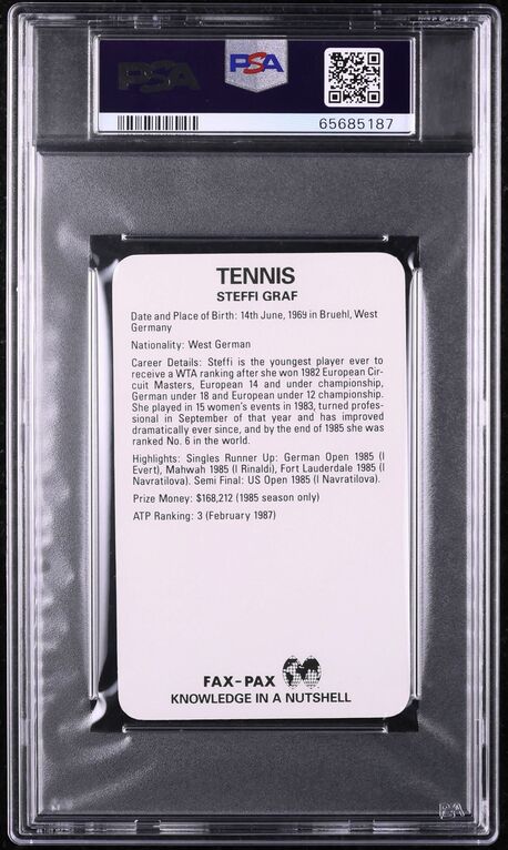 1987 Fax Pax Tennis Steffi Graf ROOKIE PSA 8 NM-MT