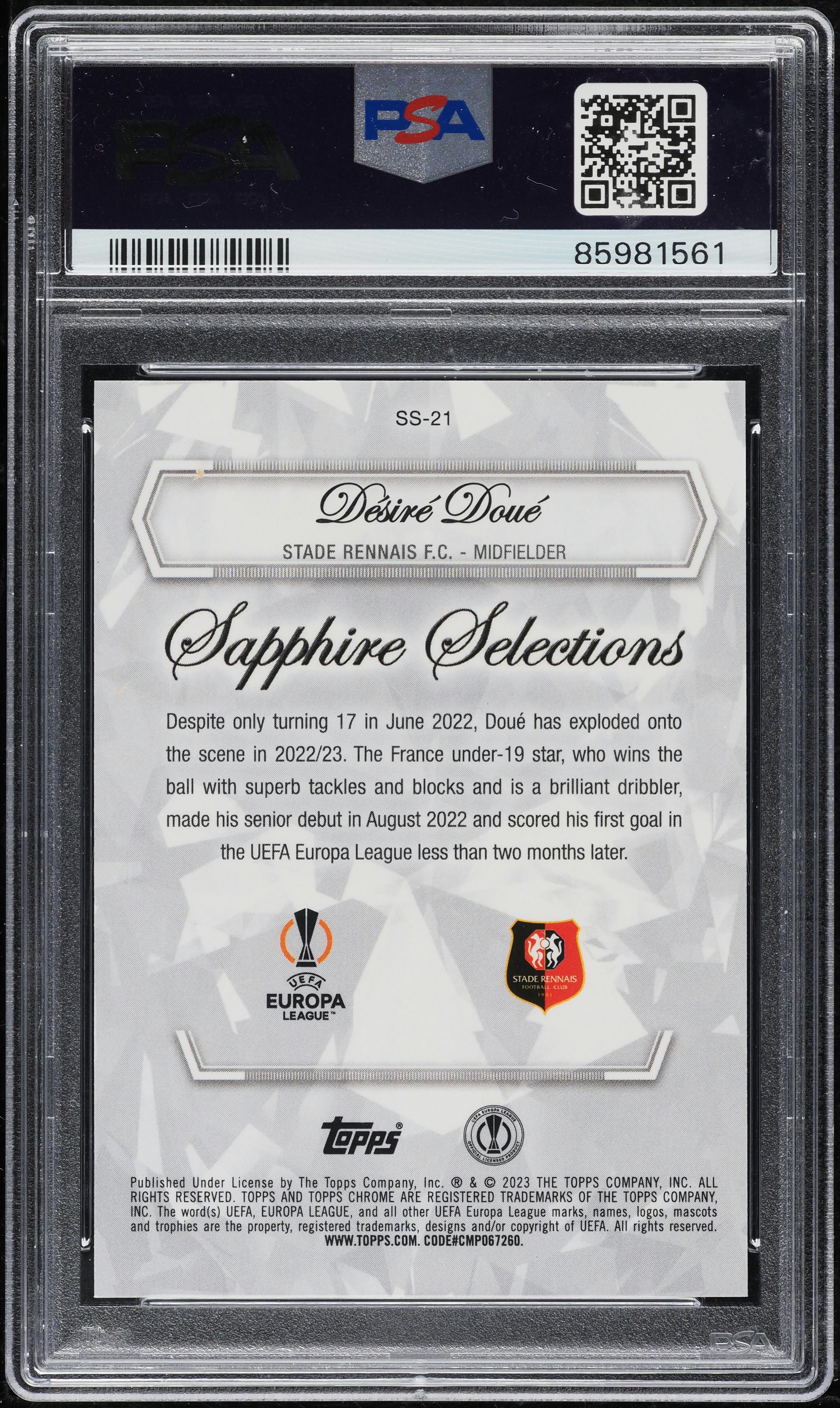 2022 Topps Chrome Sapphire Selections Desire Doue ROOKIE #SS-21