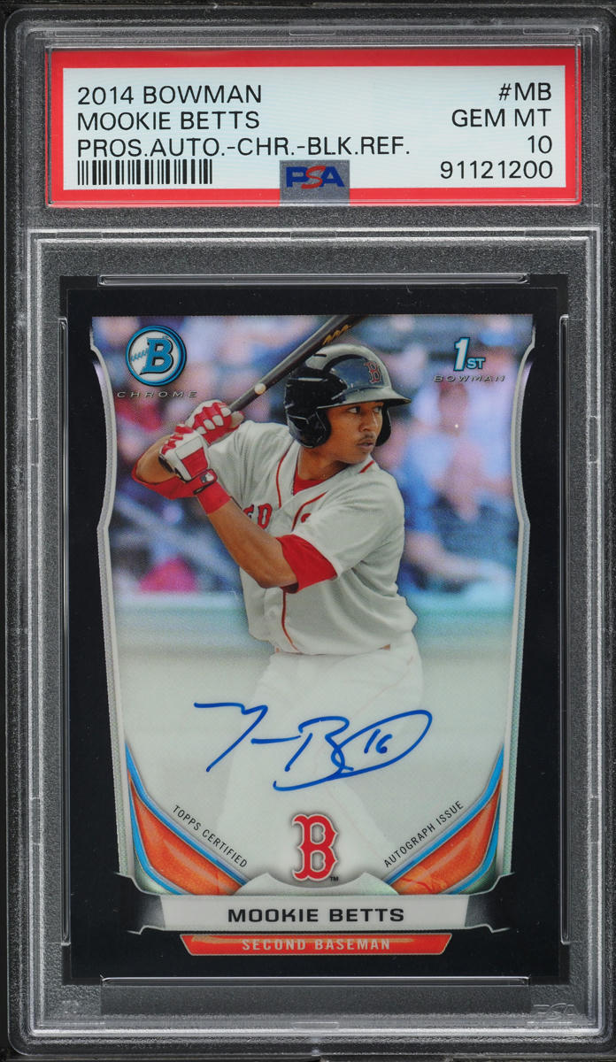 2014 Bowman Chrome Black Refractor Mookie Betts ROOKIE AUTO /99 #BCAP-MB PSA 10