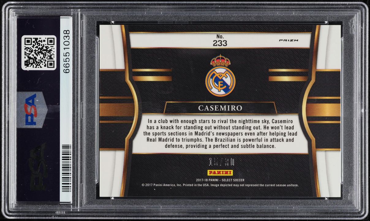 2017 Select Field Level Tie-Dye Prizm Casemiro /30 #233 PSA 9 MINT