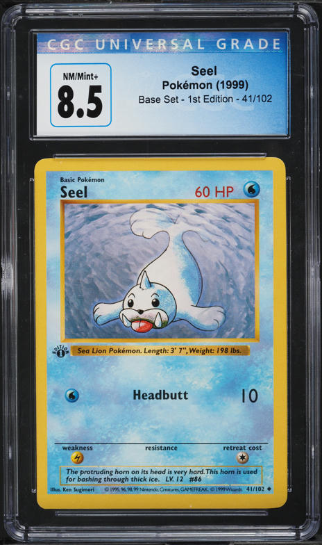 1999 Pokemon Base Set Shadowless 1st Edition Seel #41 CGC 8.5 NM-MT+