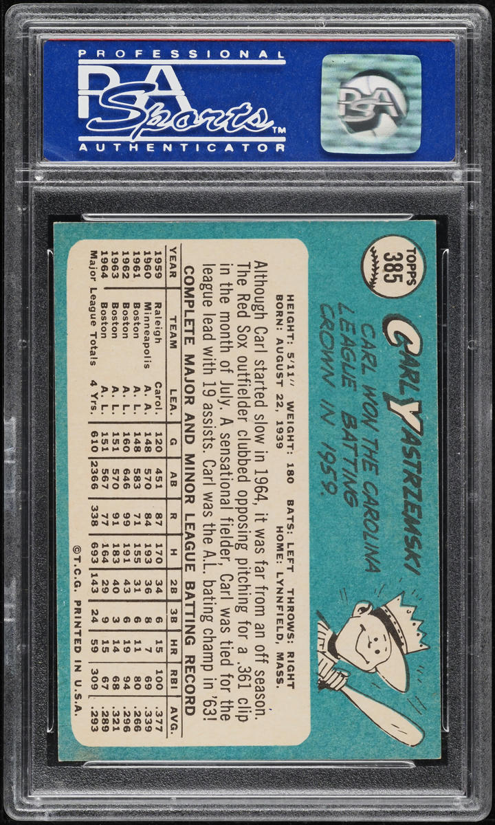 1965 Topps Carl Yastrzemski #385 PSA 7 NRMT