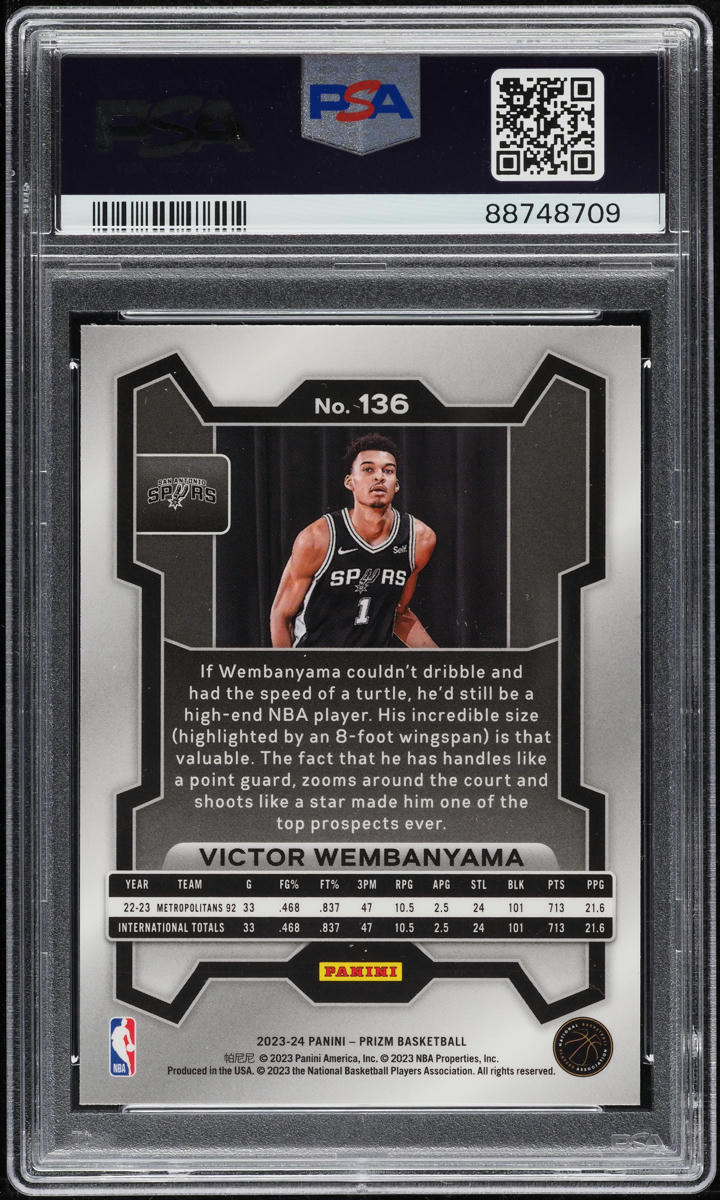 2023 Panini Prizm Victor Wembanyama ROOKIE #136 PSA 10 GEM MINT