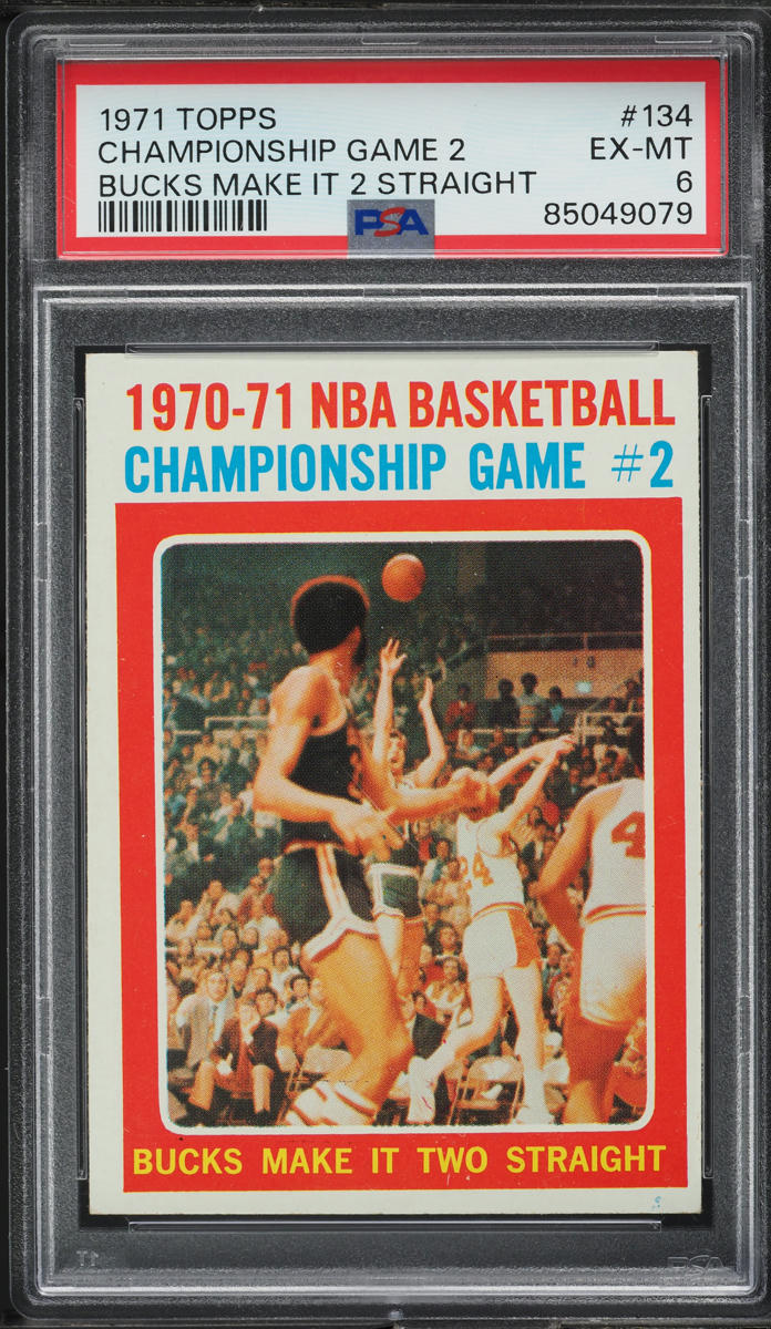1971 Topps Basketball Lew Alcindor CHAMPIONSHIP GAME 2 #134 PSA 6 EXMT