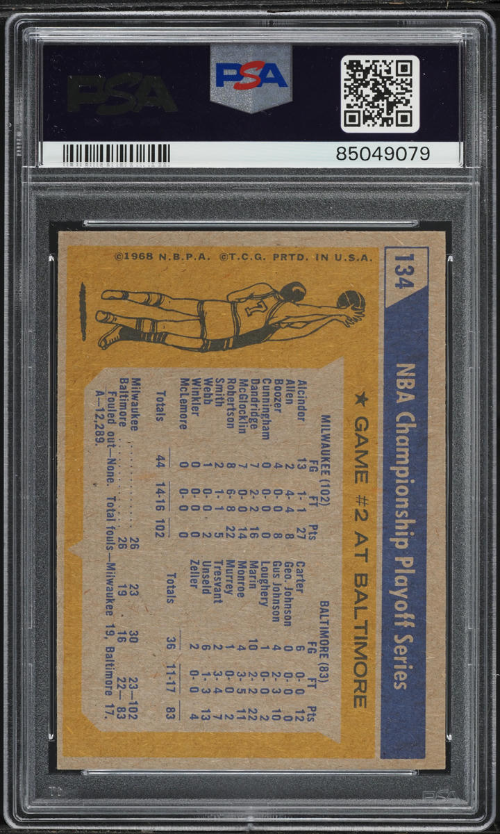 1971 Topps Basketball Lew Alcindor CHAMPIONSHIP GAME 2 #134 PSA 6 EXMT