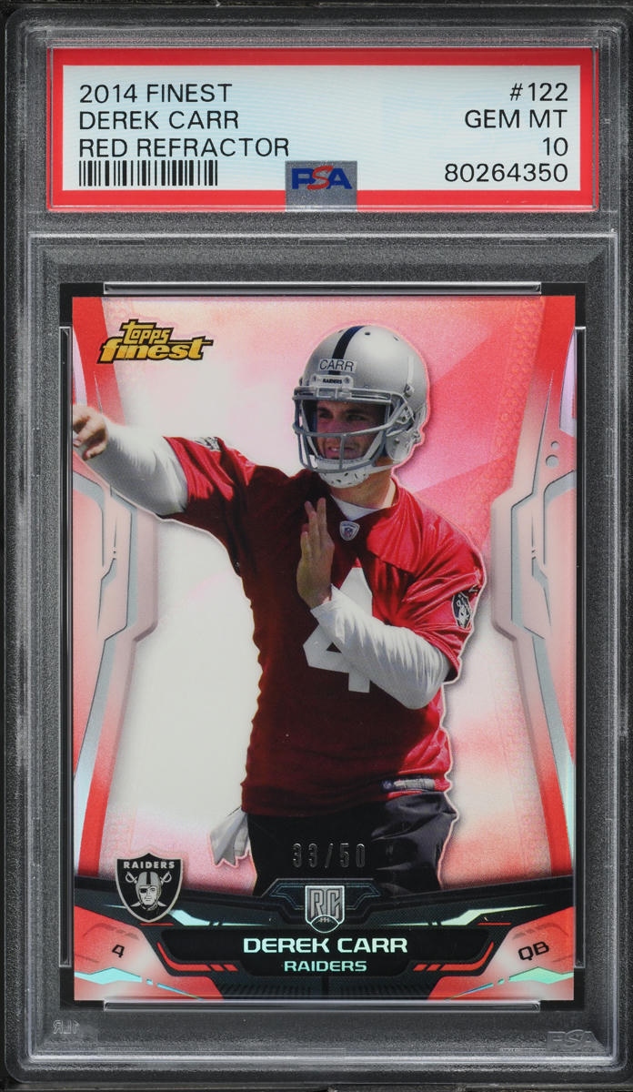 2014 Finest Red Refractor Derek Carr ROOKIE /50 #122 PSA 10 GEM MINT