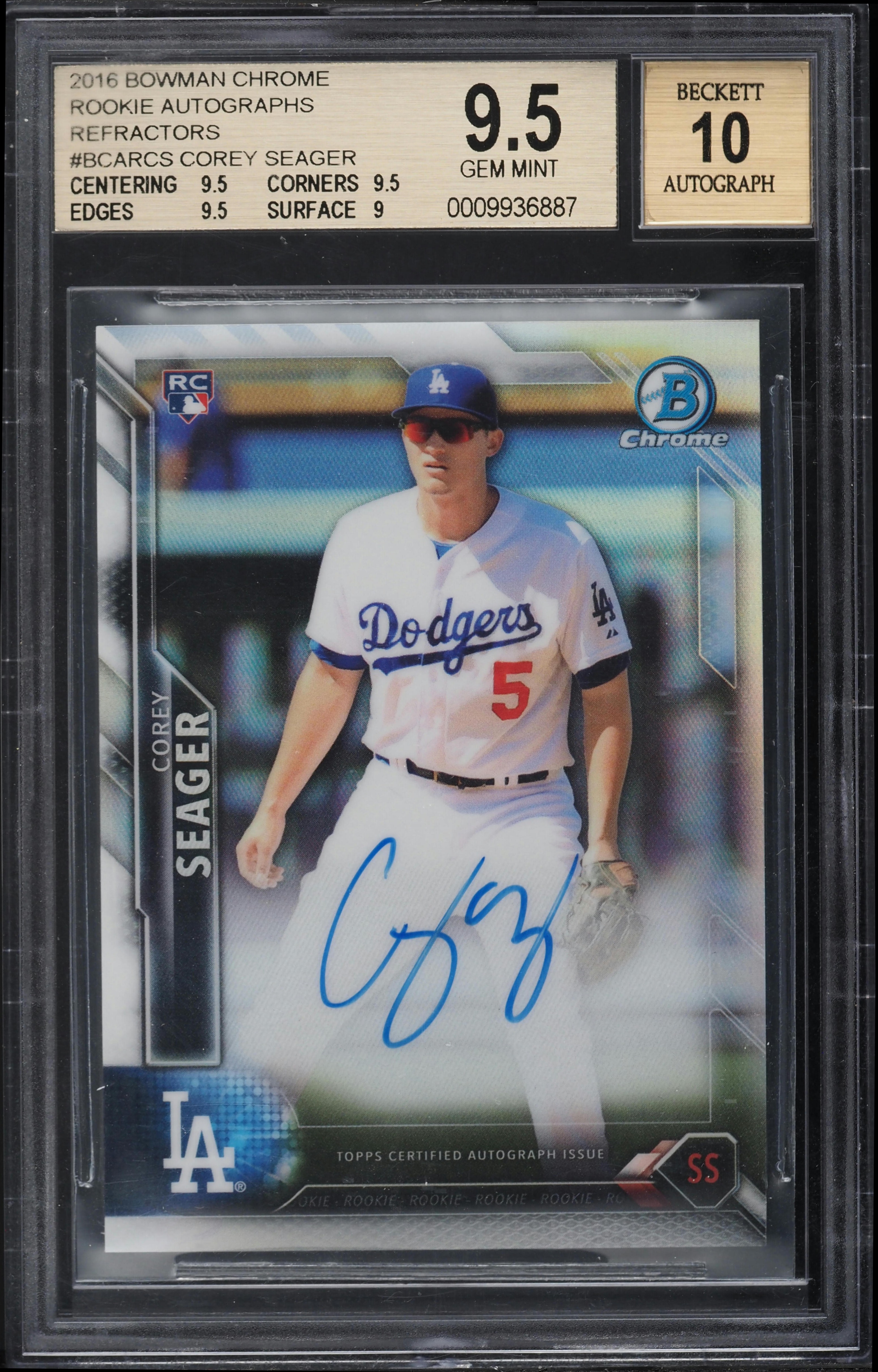 2016 Bowman Chrome Refractor Corey Seager ROOKIE AUTO /499 #BCAR