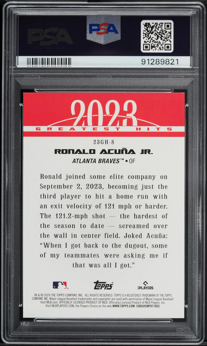 2024 Topps '23 Greatest Hits Blue Ronald Acuna Jr. #23GH-8 PSA 7 NRMT