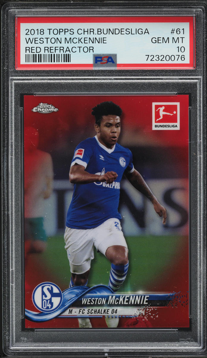 2018 Topps Chrome Bundesliga Red Refractor Weston McKennie /10 #61 PSA 10 GEM