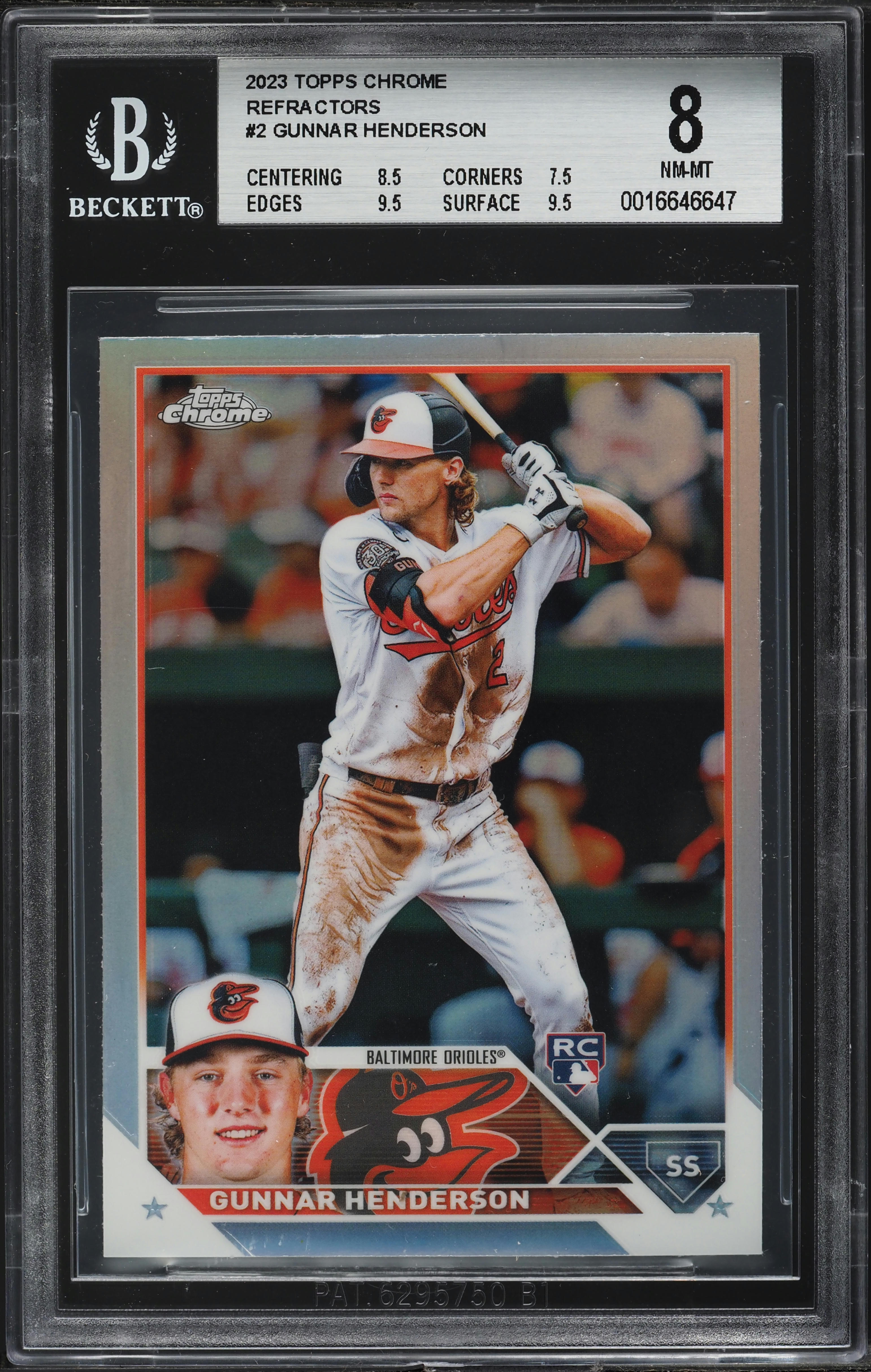 2023 Topps Chrome Refractor Gunnar Henderson ROOKIE #2 BGS 8 NM-MT