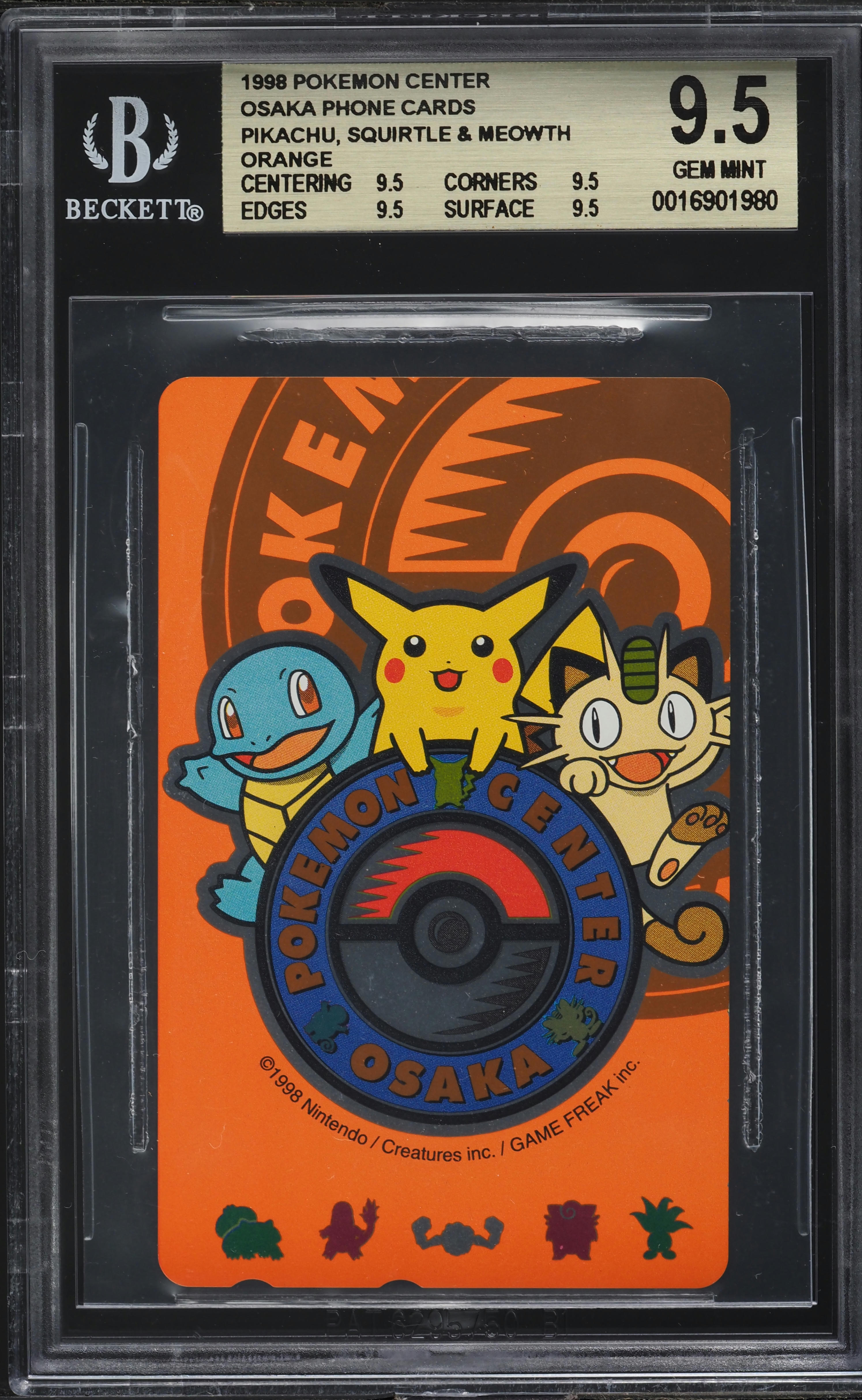 Pokémon Center Osaka 1999 Complete Set 1998 Pokemon Center Osaka Phone Cards Pikachu, Squirtle & Meowth