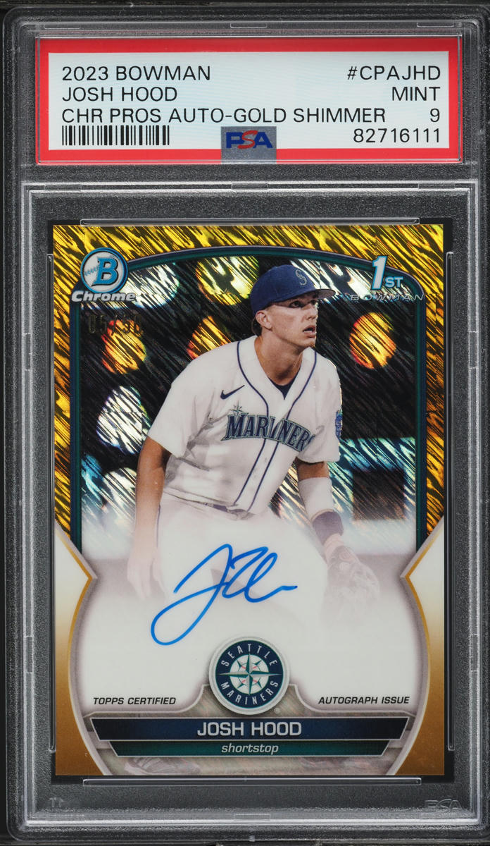 2023 Bowman Chrome Prospect Gold Shimmer Josh Hood RC AUTO /50 #CPAJHD PSA 9