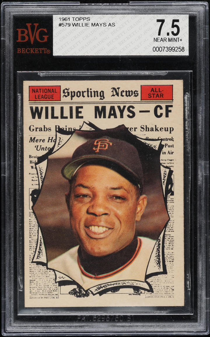 1961 Topps Willie Mays ALL-STAR #579 BVG 7.5 NRMT+