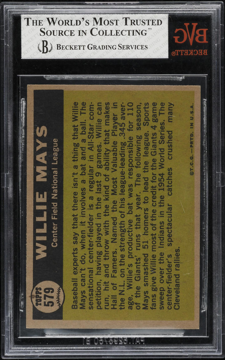 1961 Topps Willie Mays ALL-STAR #579 BVG 7.5 NRMT+