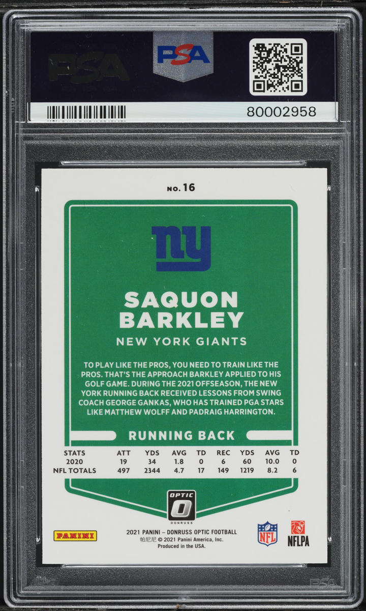 2021 Donruss Optic Saquon Barkley #16 PSA 10 GEM MINT
