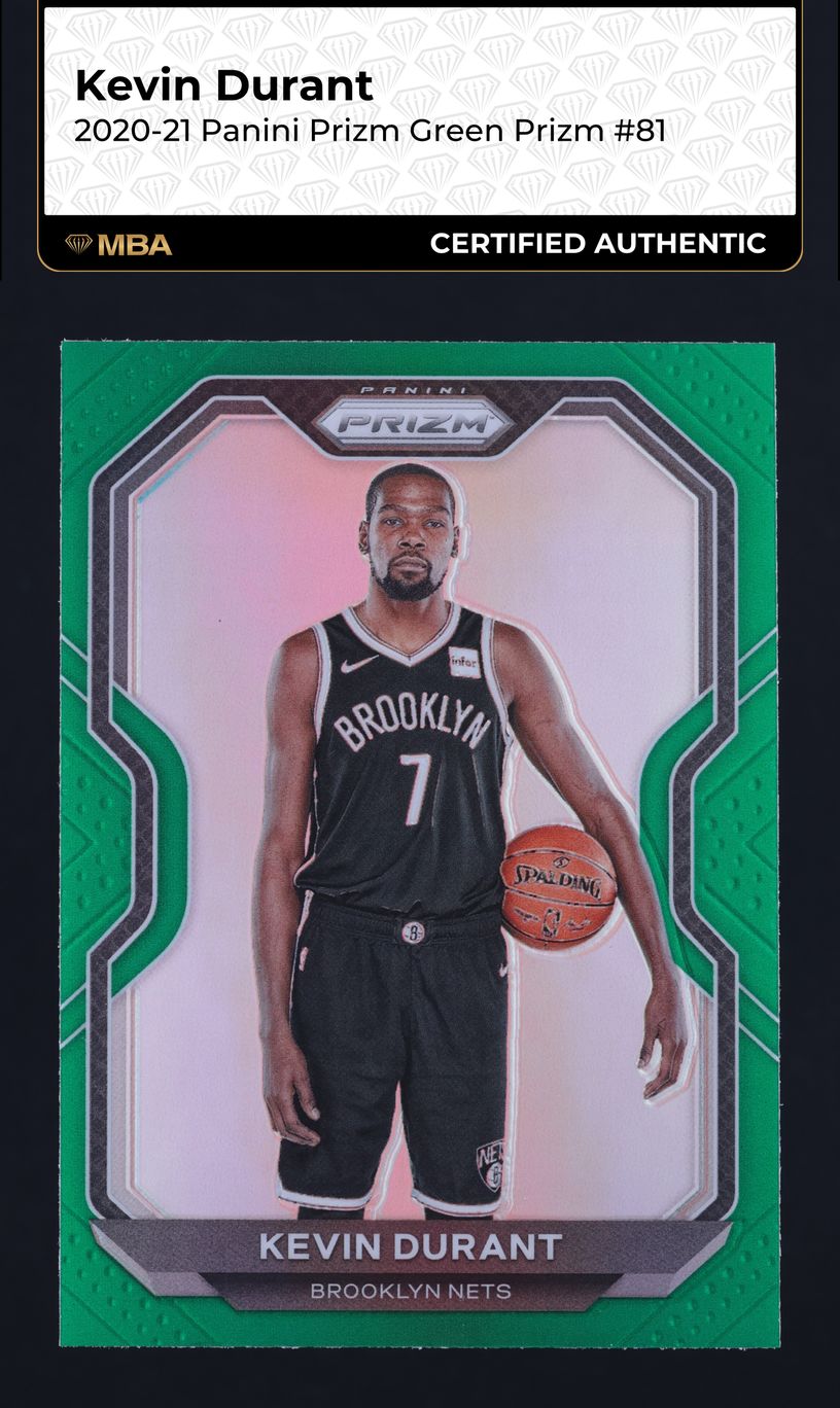 2020 Panini Prizm Green Kevin Durant #81 MBA AUTH
