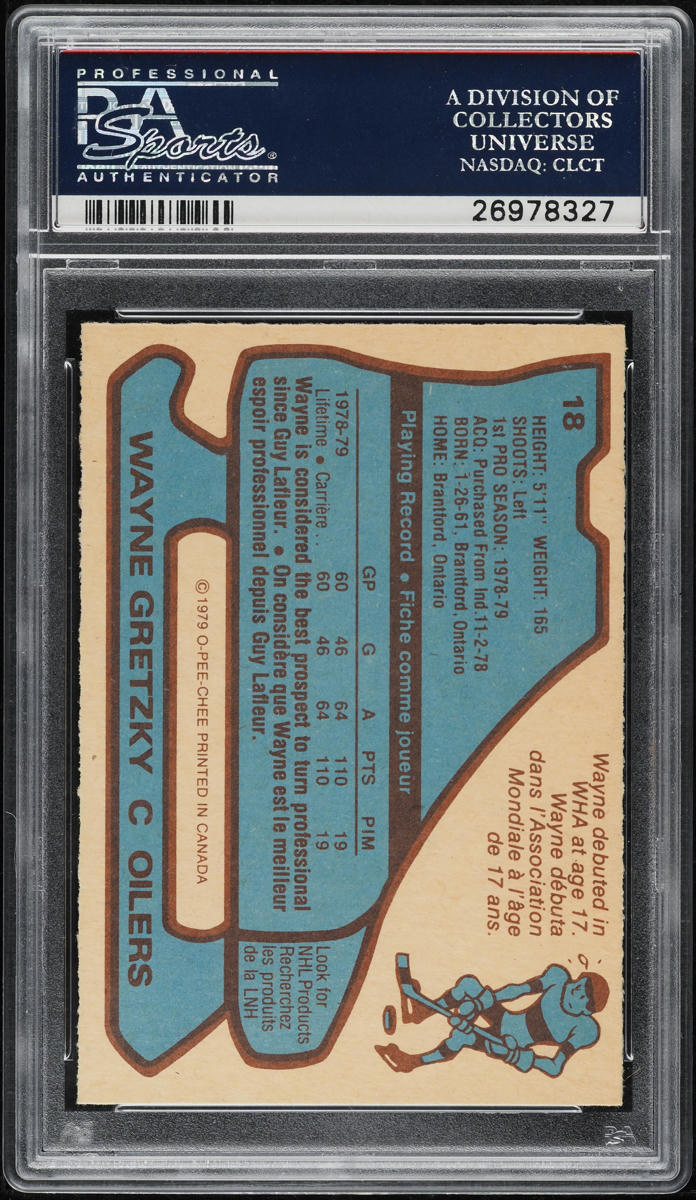 1979 O-Pee-Chee Hockey Wayne Gretzky ROOKIE #18 PSA 7 NRMT