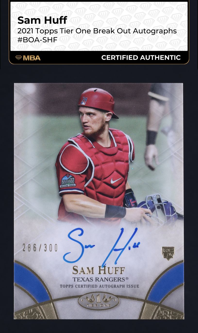 2021 Topps Tier One Break Out Sam Huff ROOKIE AUTO /300 #BOA-SHF MBA AUTH
