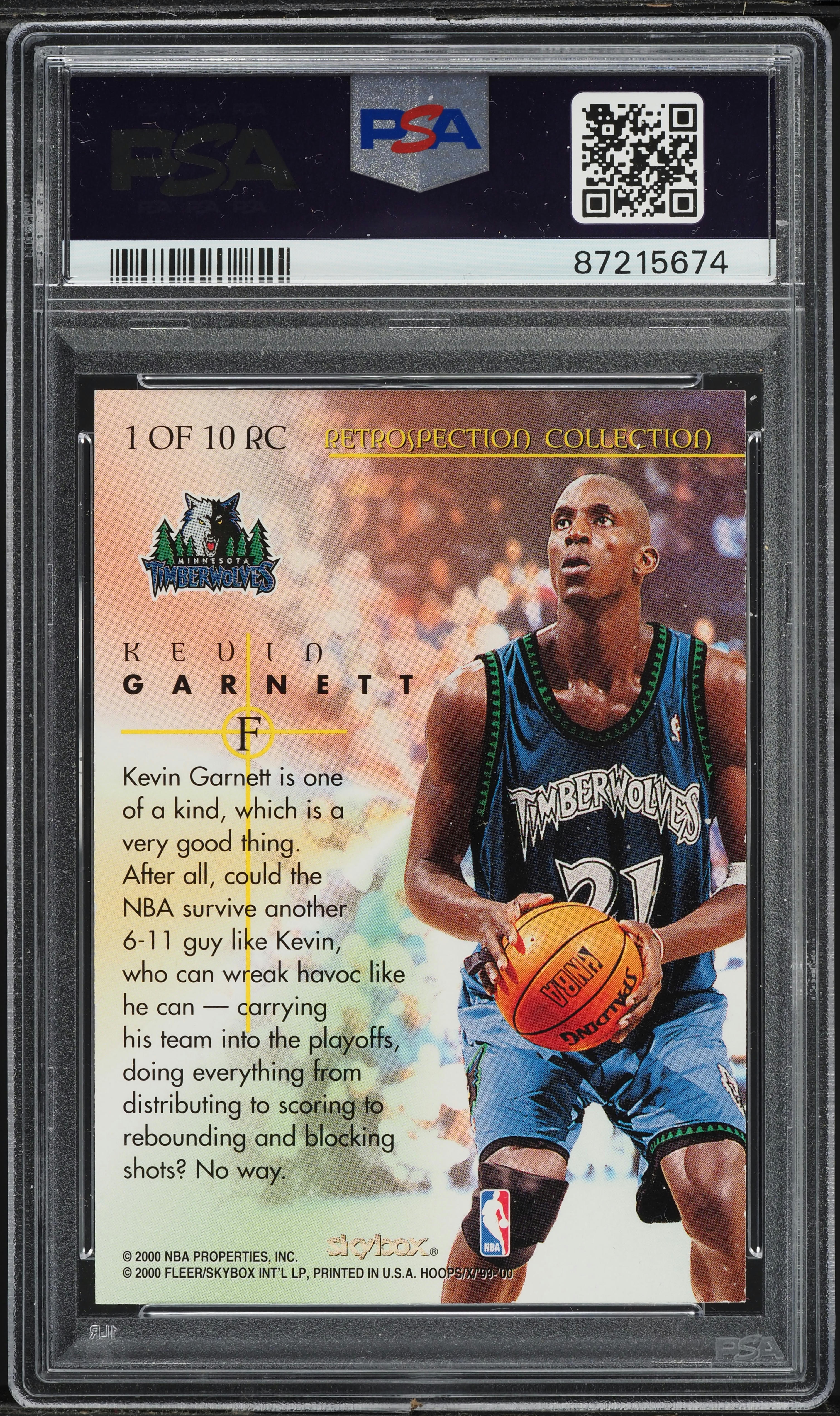 1999 Hoops Decade X Retrospection Collection Kevin Garnett #1 PSA