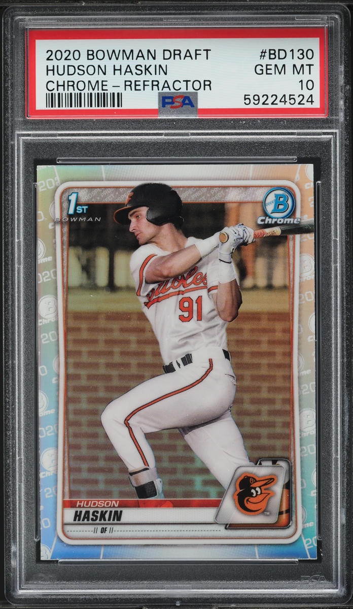 2020 Bowman Chrome Draft Refractor Hudson Haskin ROOKIE #BD-130 PSA 10 GEM MINT