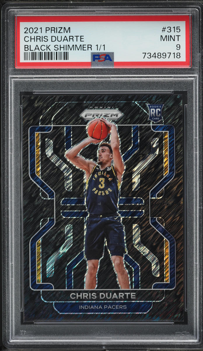 2021 Panini Prizm Black Shimmer Chris Duarte ROOKIE 1/1 #315 PSA 9 MINT