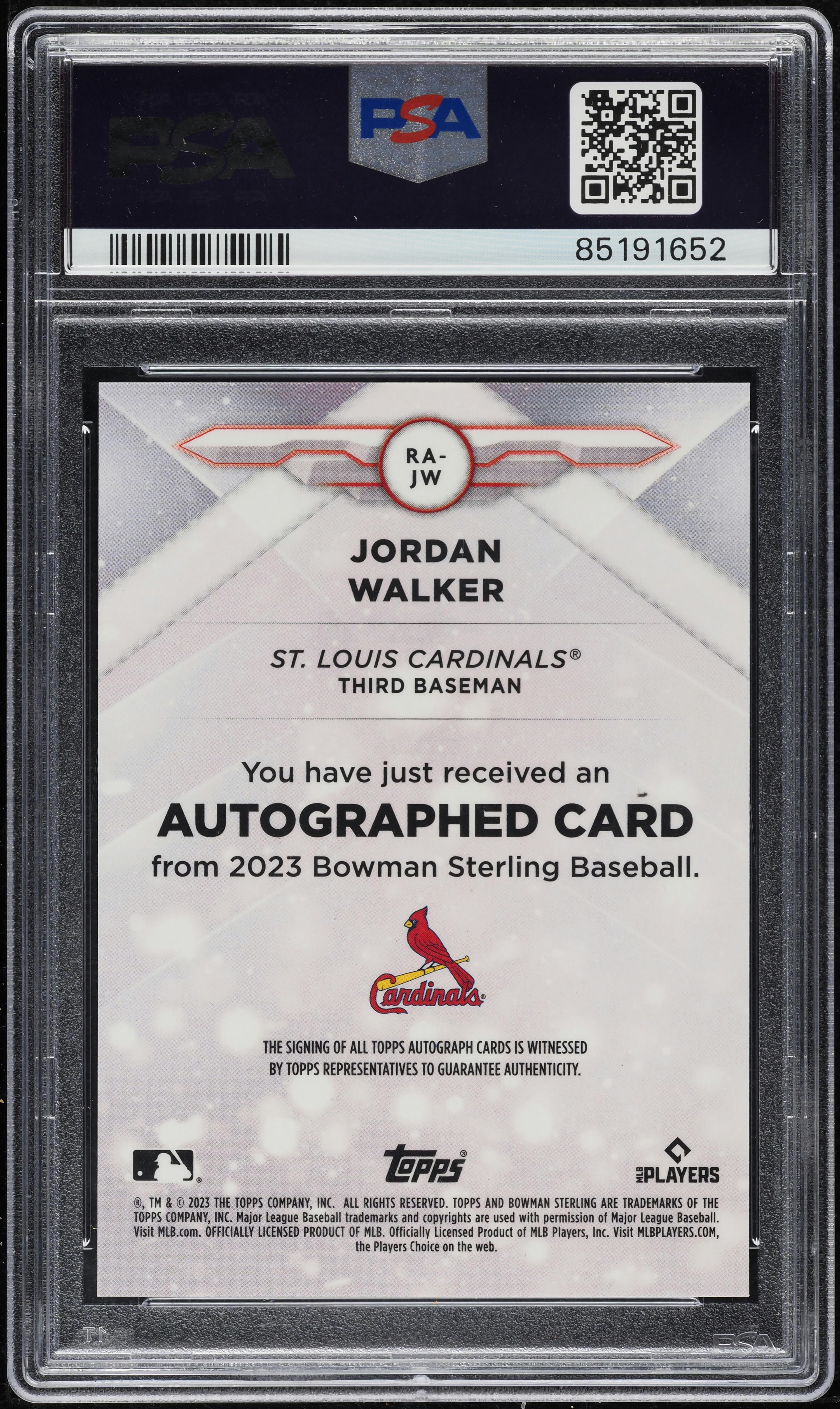 2023 Bowman Sterling Gold Jordan Walker ROOKIE AUTO /50 #RAJW PSA