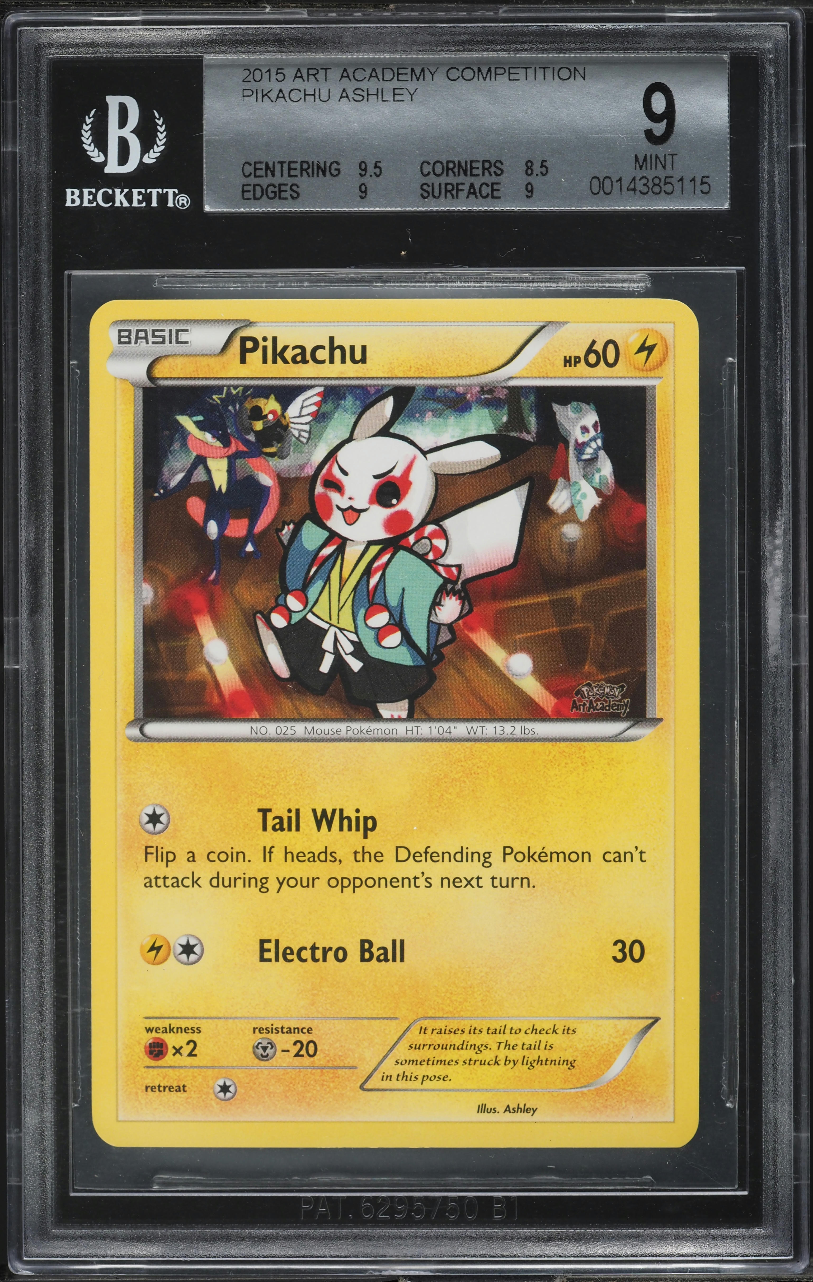 2015 Pokemon Art Academy Competition Ashley Pikachu BGS 9 MINT on