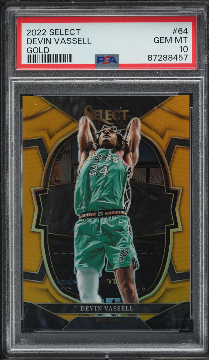 2022 Select Concourse Gold Prizm Devin Vassell /10 #64 PSA 10 GEM MINT