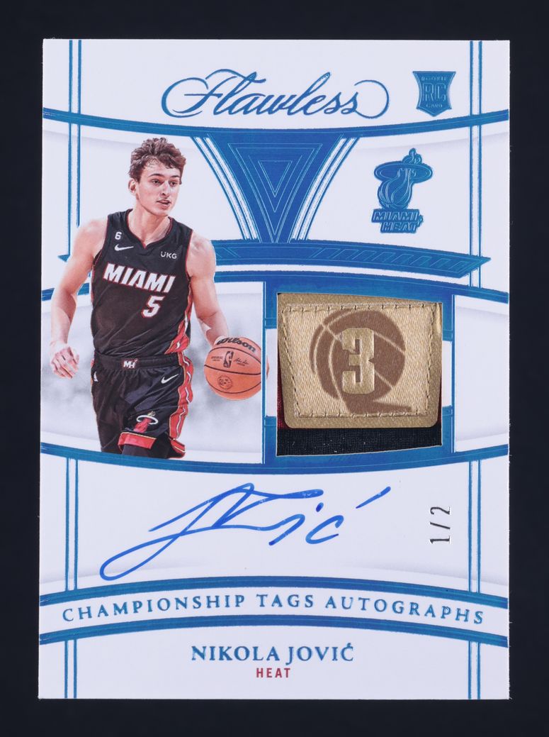 2022 Panini Flawless Championship Tags Nikola Jovic RC PATCH AUTO 1/2 MBA AUTH
