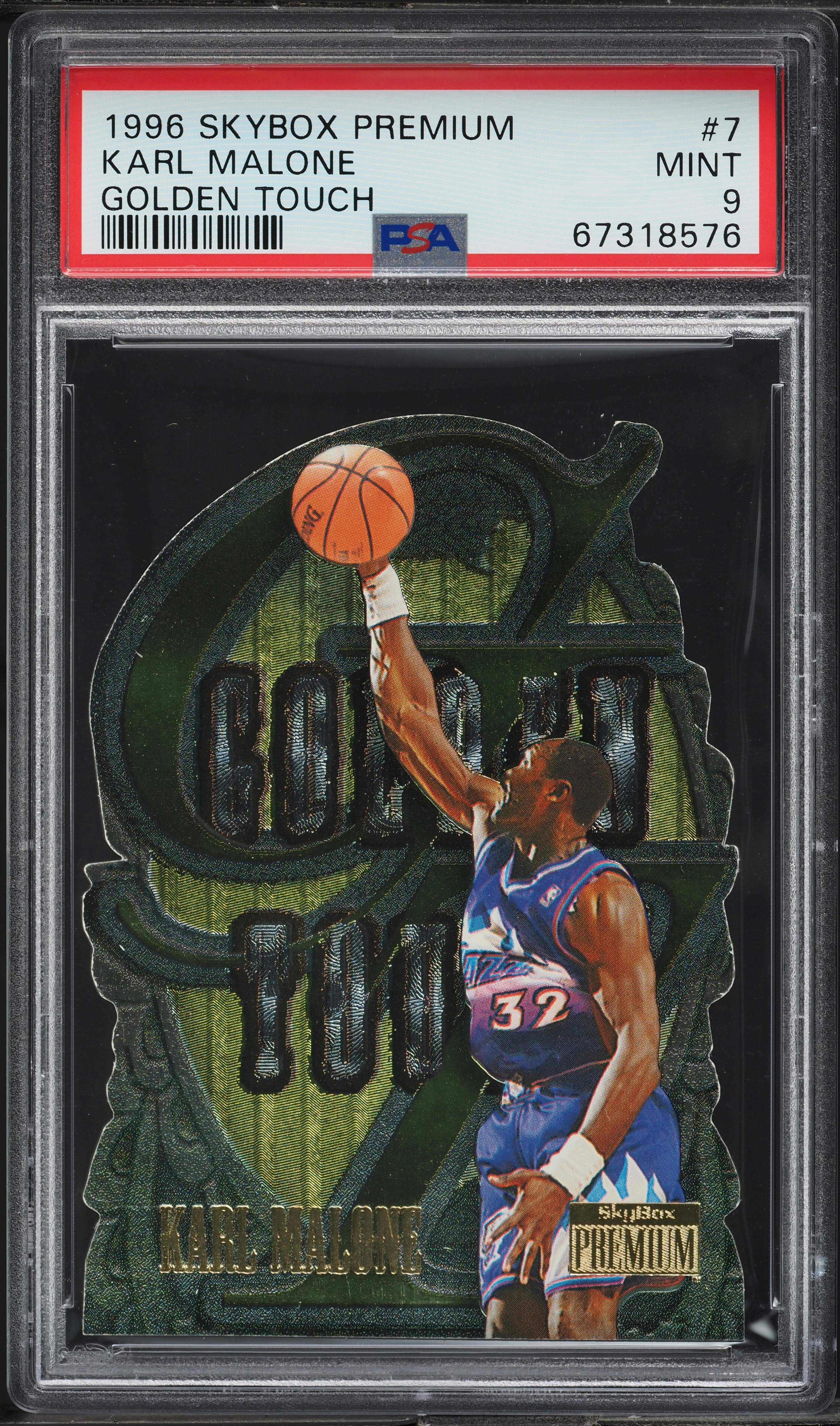 1996 Skybox Premium Golden Touch Karl Malone #7 PSA 9 MINT on