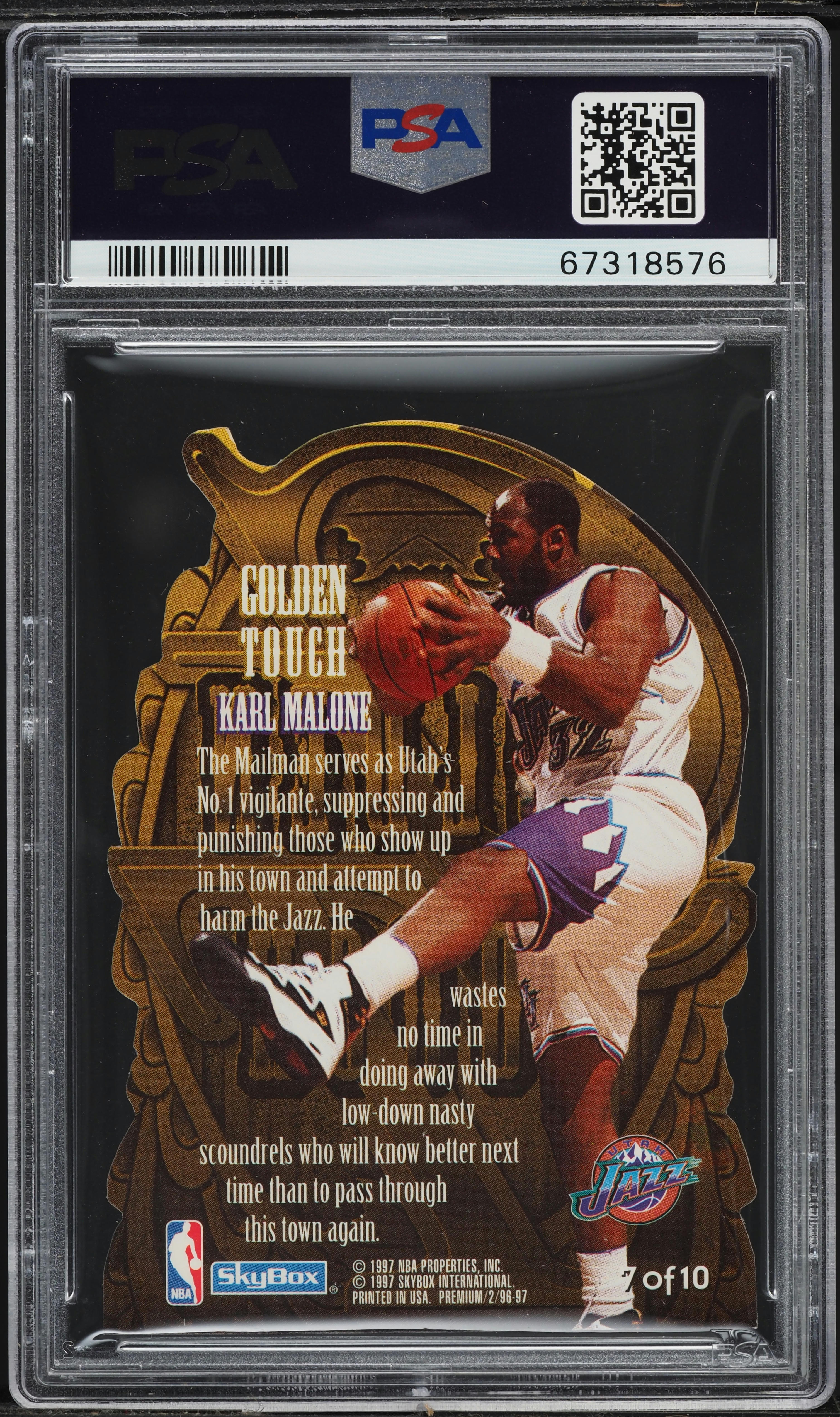 1996 Skybox Premium Golden Touch Karl Malone #7 PSA 9 MINT on